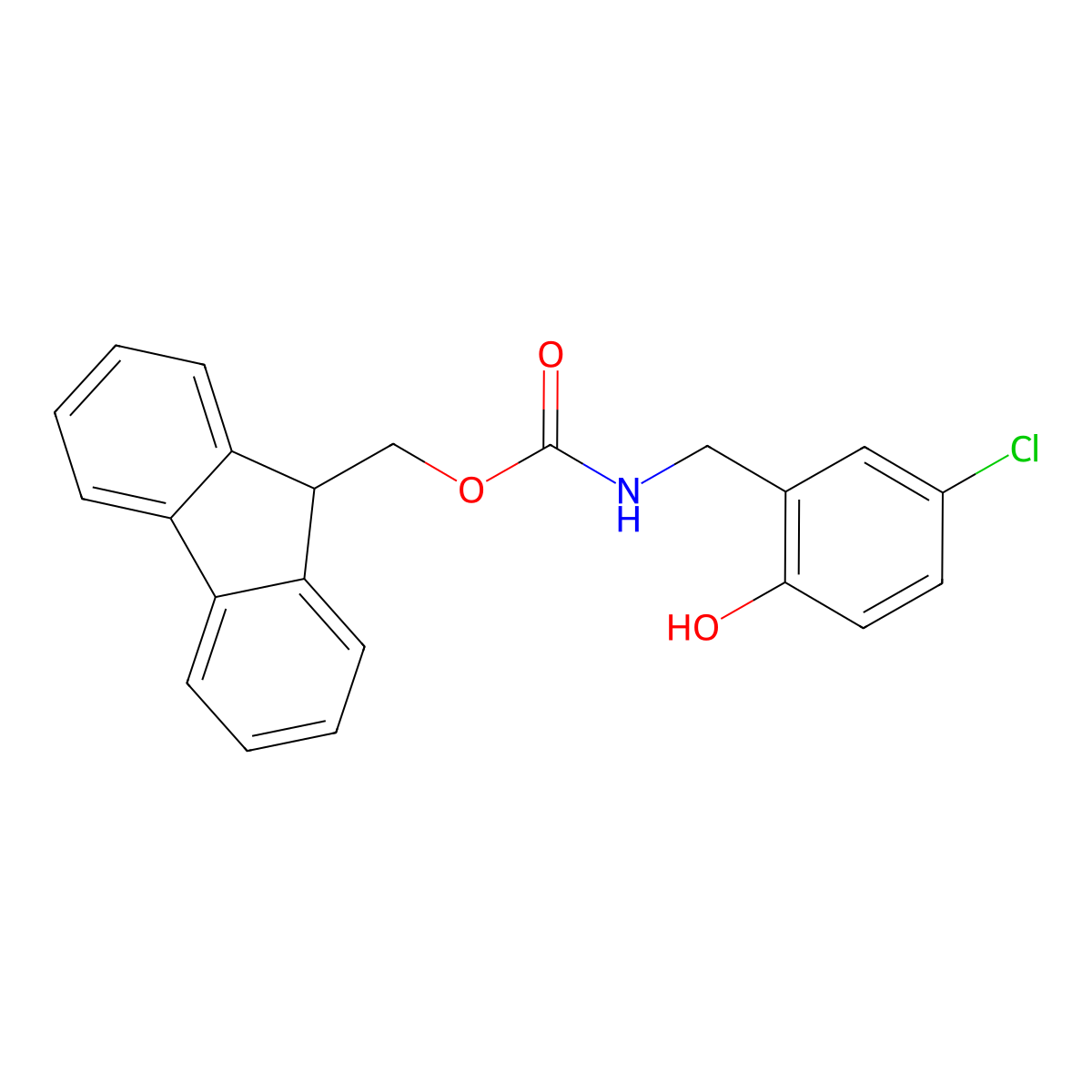 (9H-fluoren-9-yl)methyl N-[(5-chloro-2-hydroxyphenyl)methyl]carbamate molecular structure, CAS 2763921-79-3