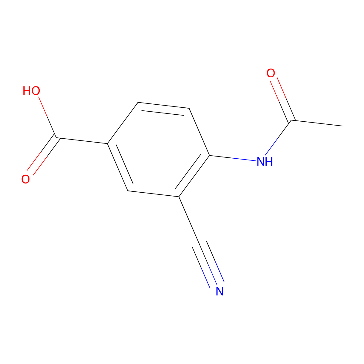 3-Cyano-4-acetamidobenzoic acid molecular structure, CAS 2763921-81-7