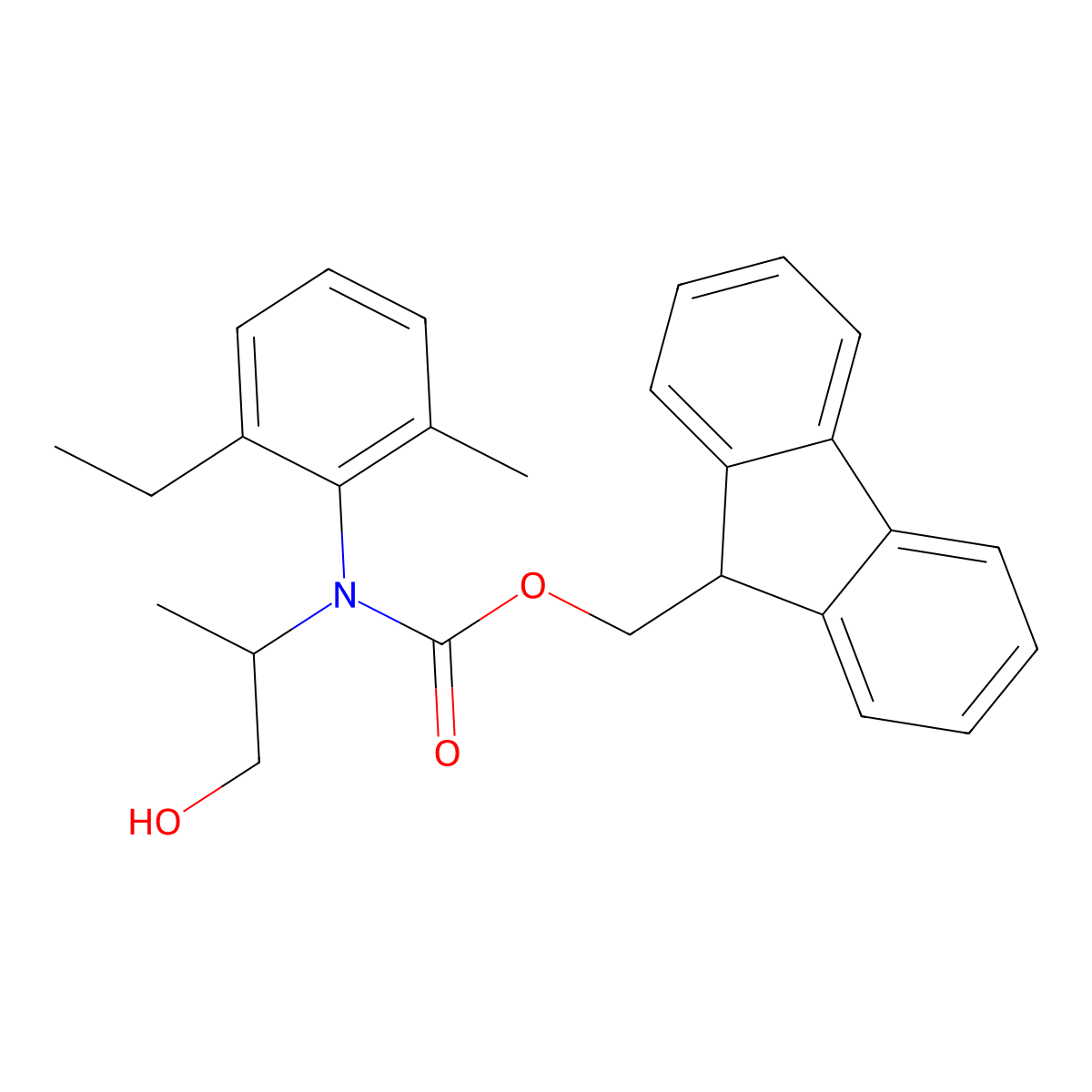 (9H-fluoren-9-yl)methyl N-(2-ethyl-6-methylphenyl)-N-(1-hydroxypropan-2-yl)carbamate molecular structure, CAS 2763921-87-3