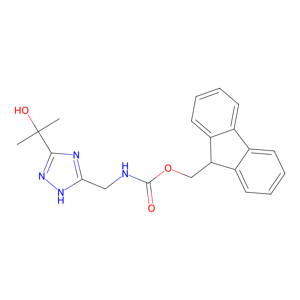 (9H-fluoren-9-yl)methyl N-{[3-(2-hydroxypropan-2-yl)-1H-1,2,4-triazol-5-yl]methyl}carbamate molecular structure, CAS 2763921-90-8