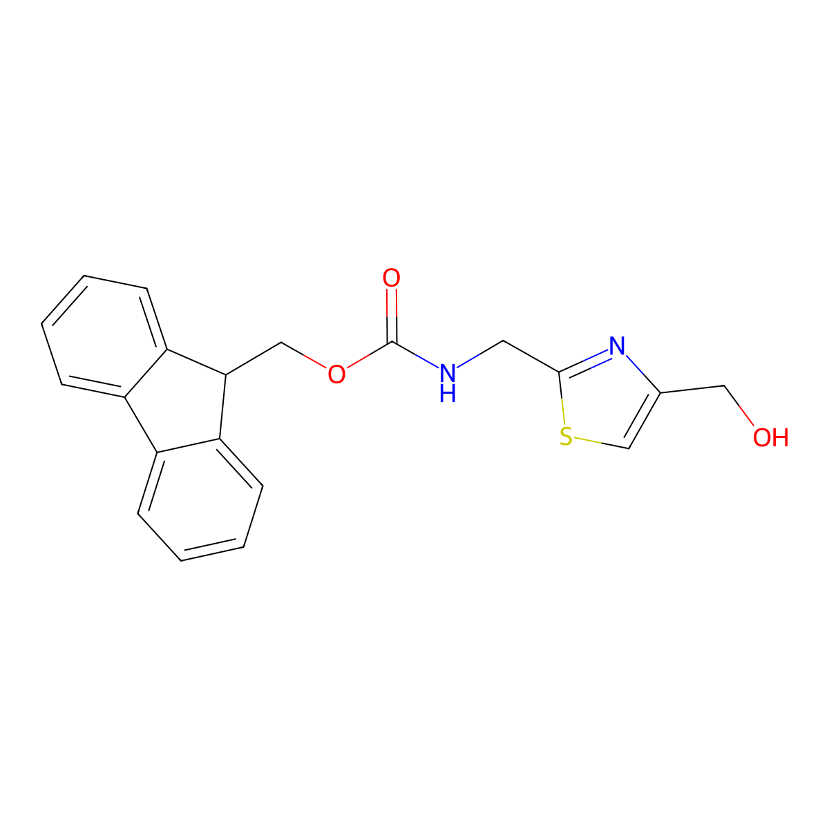 (9H-fluoren-9-yl)methyl N-{[4-(hydroxymethyl)-1,3-thiazol-2-yl]methyl}carbamate molecular structure, CAS 2763921-91-9
