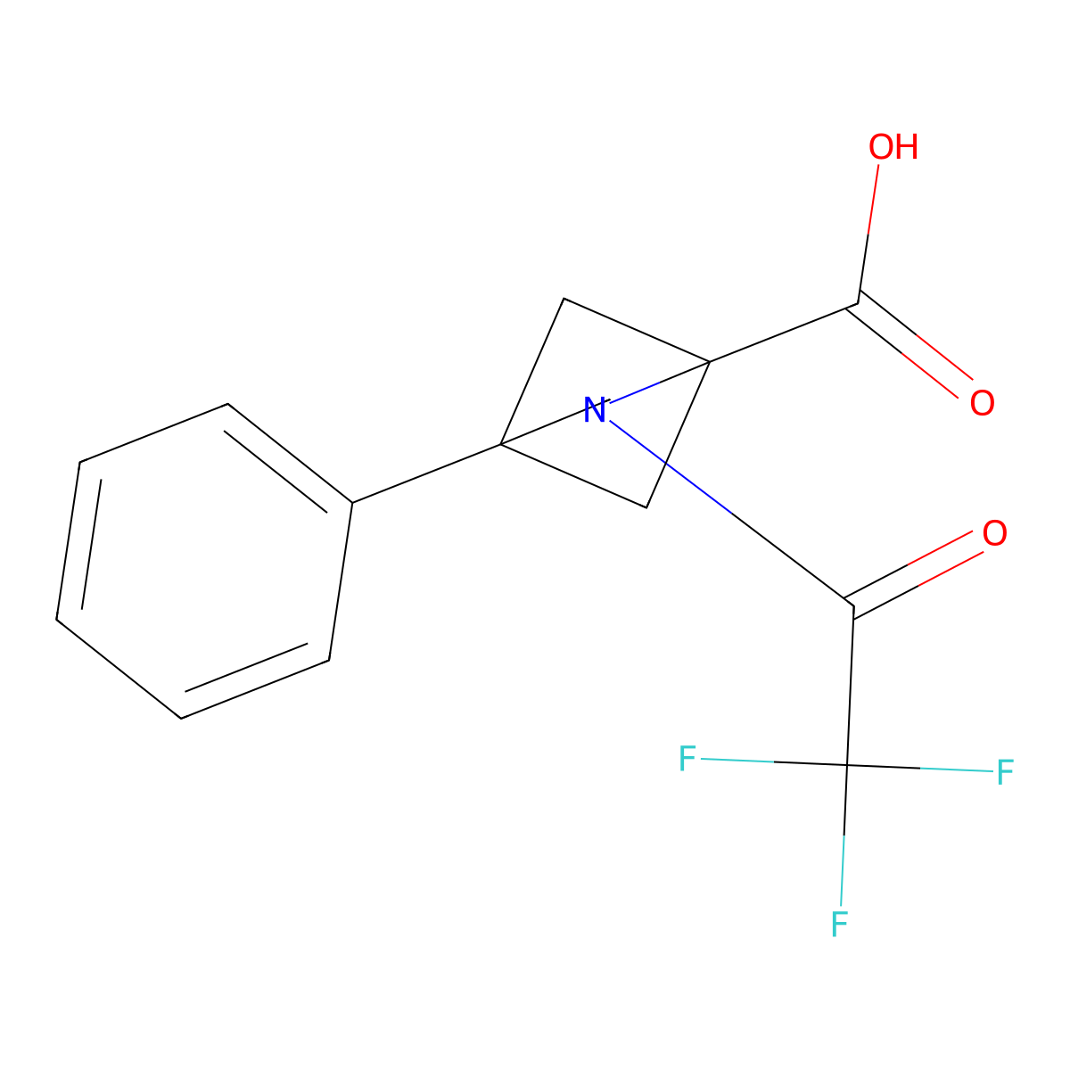 4-Phenyl-2-(2,2,2-trifluoroacetyl)-2-azabicyclo[2.1.1]hexane-1-carboxylic acid molecular structure, CAS 2763921-93-1