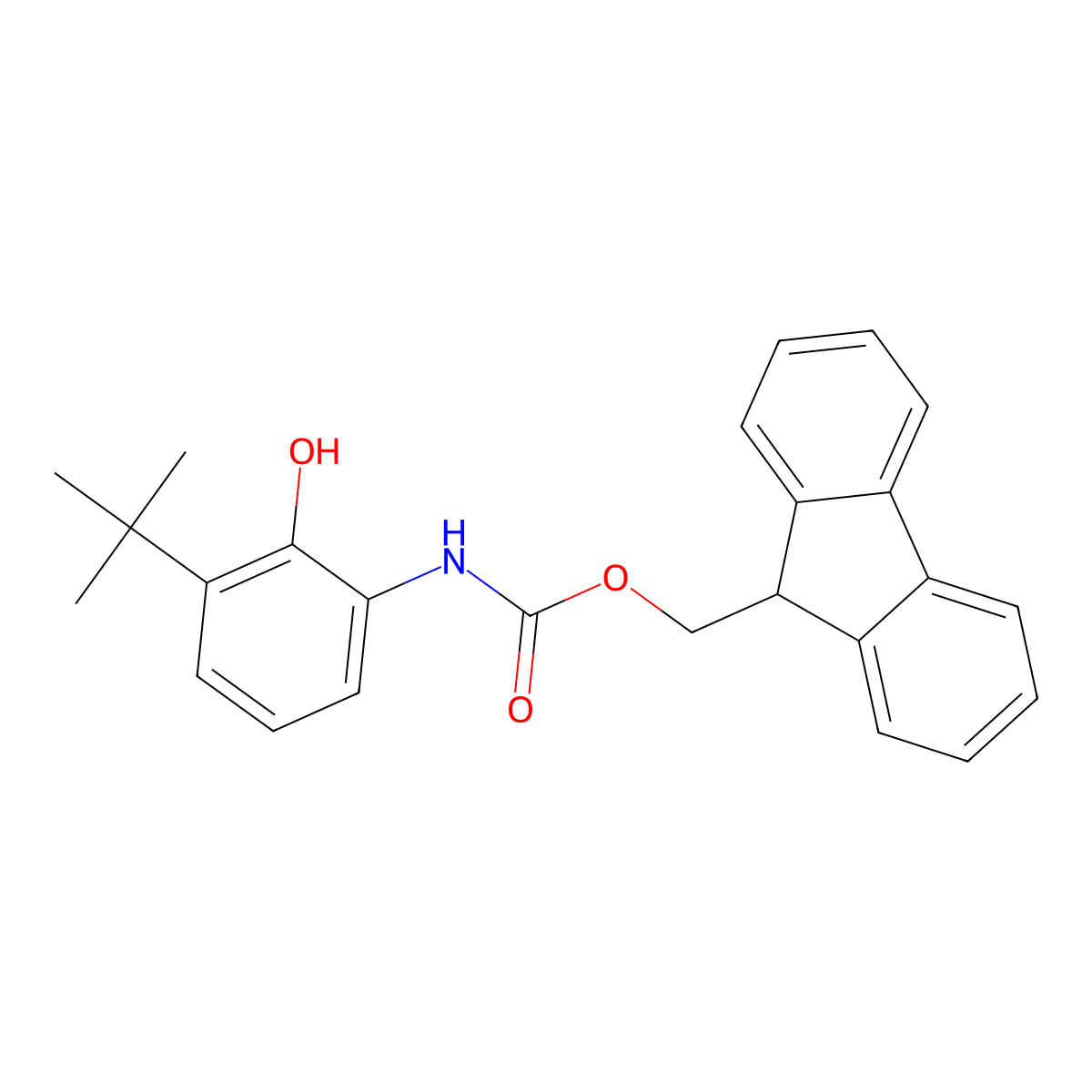 (9H-fluoren-9-yl)methyl N-(3-tert-butyl-2-hydroxyphenyl)carbamate molecular structure, CAS 2763921-96-4