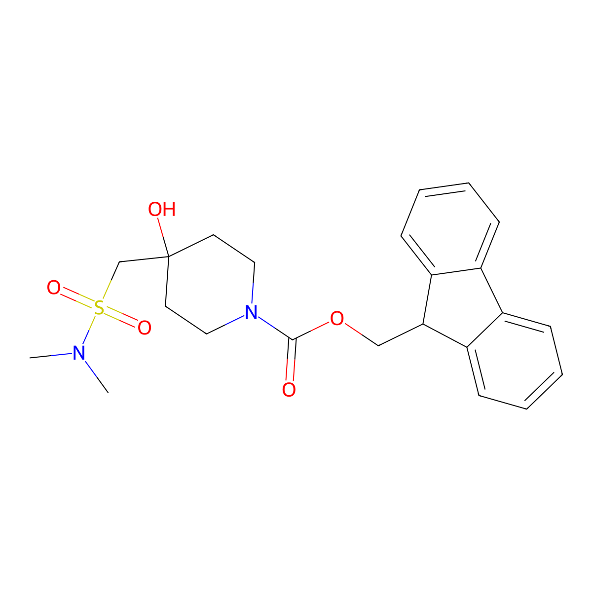 (9H-fluoren-9-yl)methyl 4-[(dimethylsulfamoyl)methyl]-4-hydroxypiperidine-1-carboxylate molecular structure, CAS 2763922-00-3