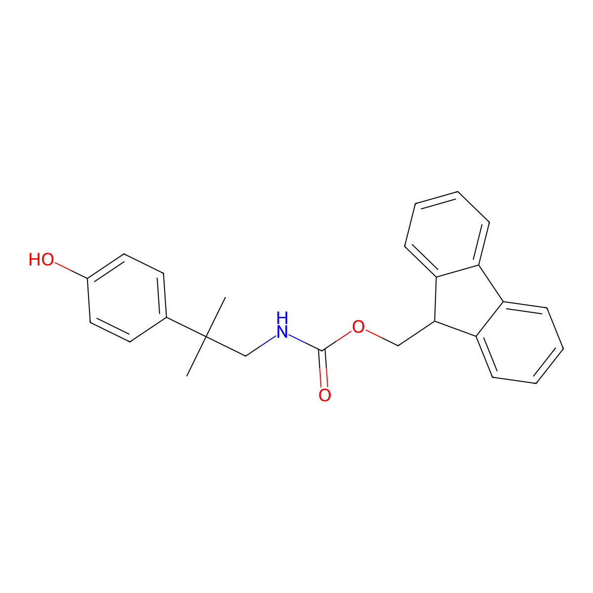 (9H-fluoren-9-yl)methyl N-[2-(4-hydroxyphenyl)-2-methylpropyl]carbamate molecular structure, CAS 2763922-01-4