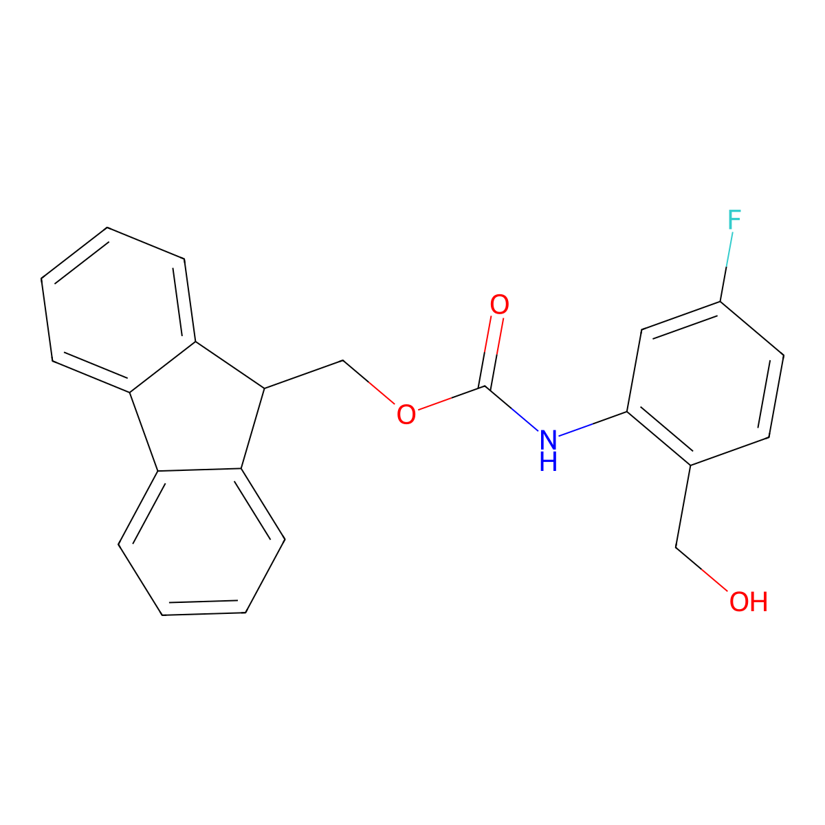 (9H-fluoren-9-yl)methyl N-[5-fluoro-2-(hydroxymethyl)phenyl]carbamate molecular structure, CAS 2763922-04-7