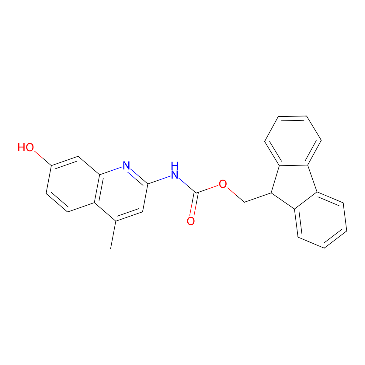 (9H-fluoren-9-yl)methyl N-(7-hydroxy-4-methylquinolin-2-yl)carbamate molecular structure, CAS 2763922-05-8