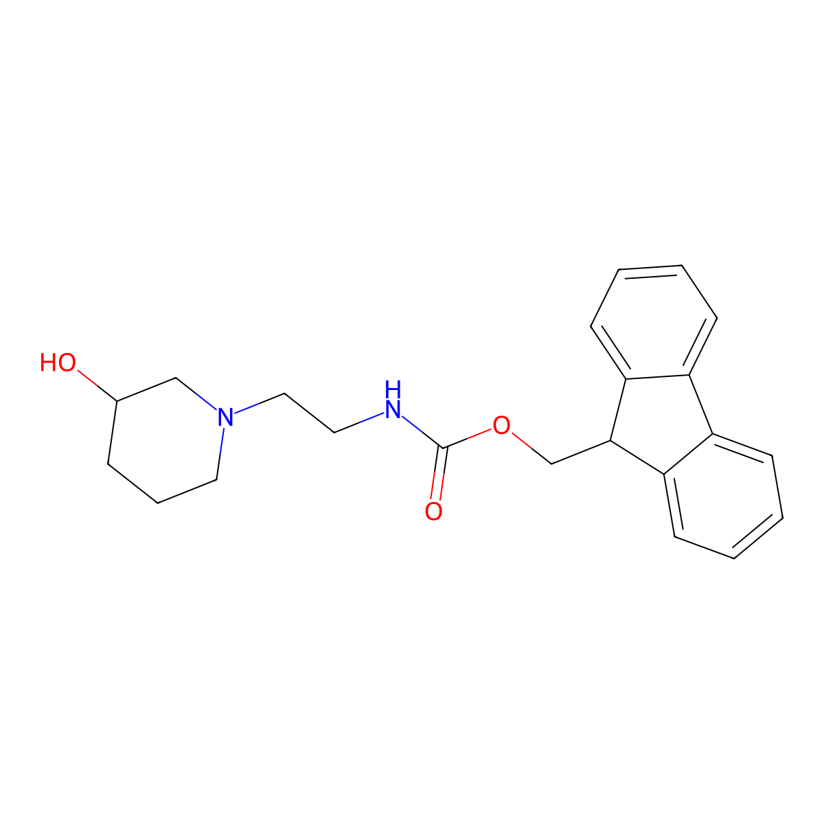 (9H-fluoren-9-yl)methyl N-[2-(3-hydroxypiperidin-1-yl)ethyl]carbamate molecular structure, CAS 2763922-14-9