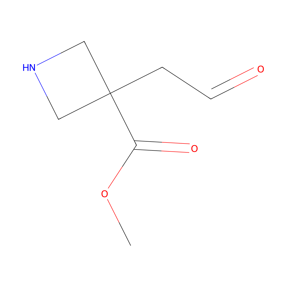 Methyl 3-(2-oxoethyl)azetidine-3-carboxylate molecular structure, CAS 2763922-16-1