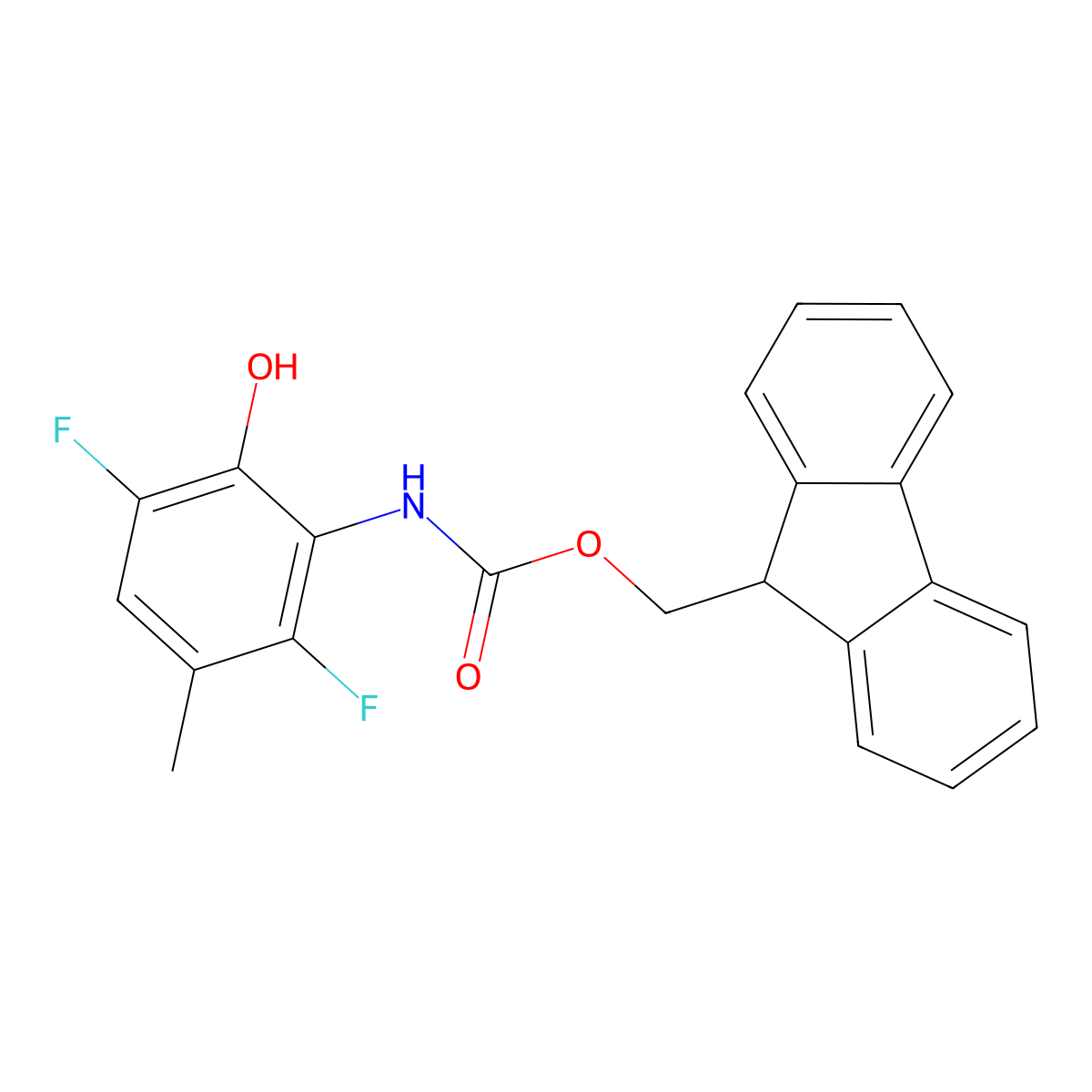 (9H-fluoren-9-yl)methyl N-(2,5-difluoro-6-hydroxy-3-methylphenyl)carbamate molecular structure, CAS 2763922-19-4