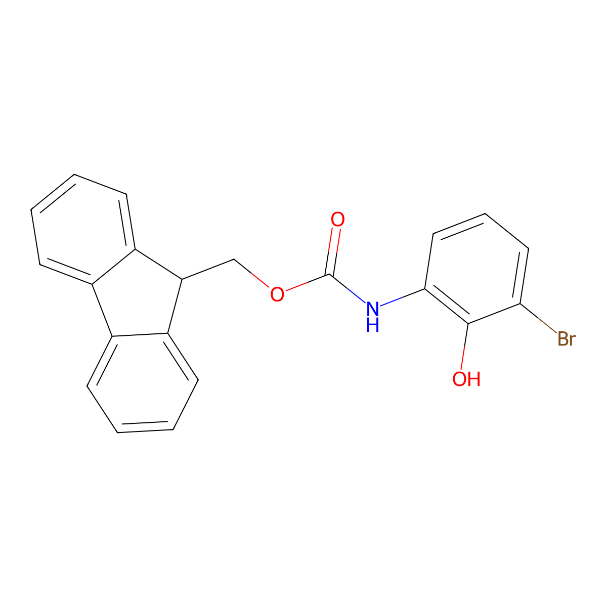 (9H-fluoren-9-yl)methyl N-(3-bromo-2-hydroxyphenyl)carbamate molecular structure, CAS 2763922-25-2