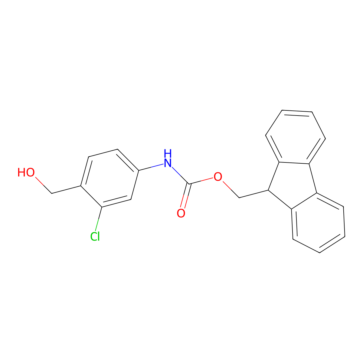 (9H-fluoren-9-yl)methyl N-[3-chloro-4-(hydroxymethyl)phenyl]carbamate molecular structure, CAS 2763922-30-9
