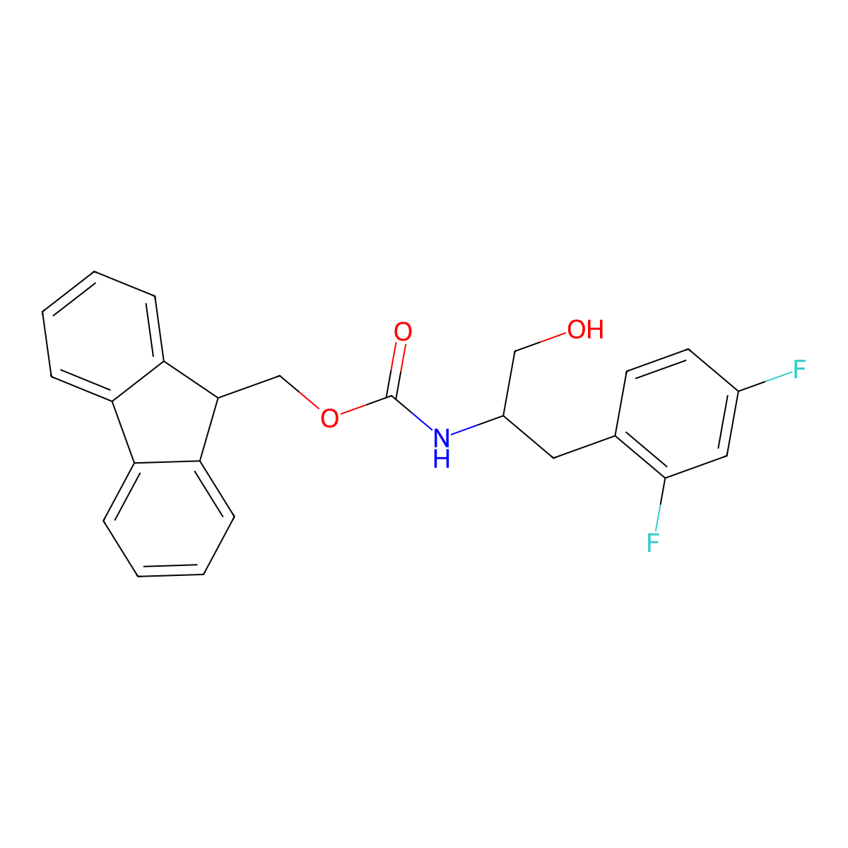 (9H-fluoren-9-yl)methyl N-[1-(2,4-difluorophenyl)-3-hydroxypropan-2-yl]carbamate molecular structure, CAS 2763922-35-4