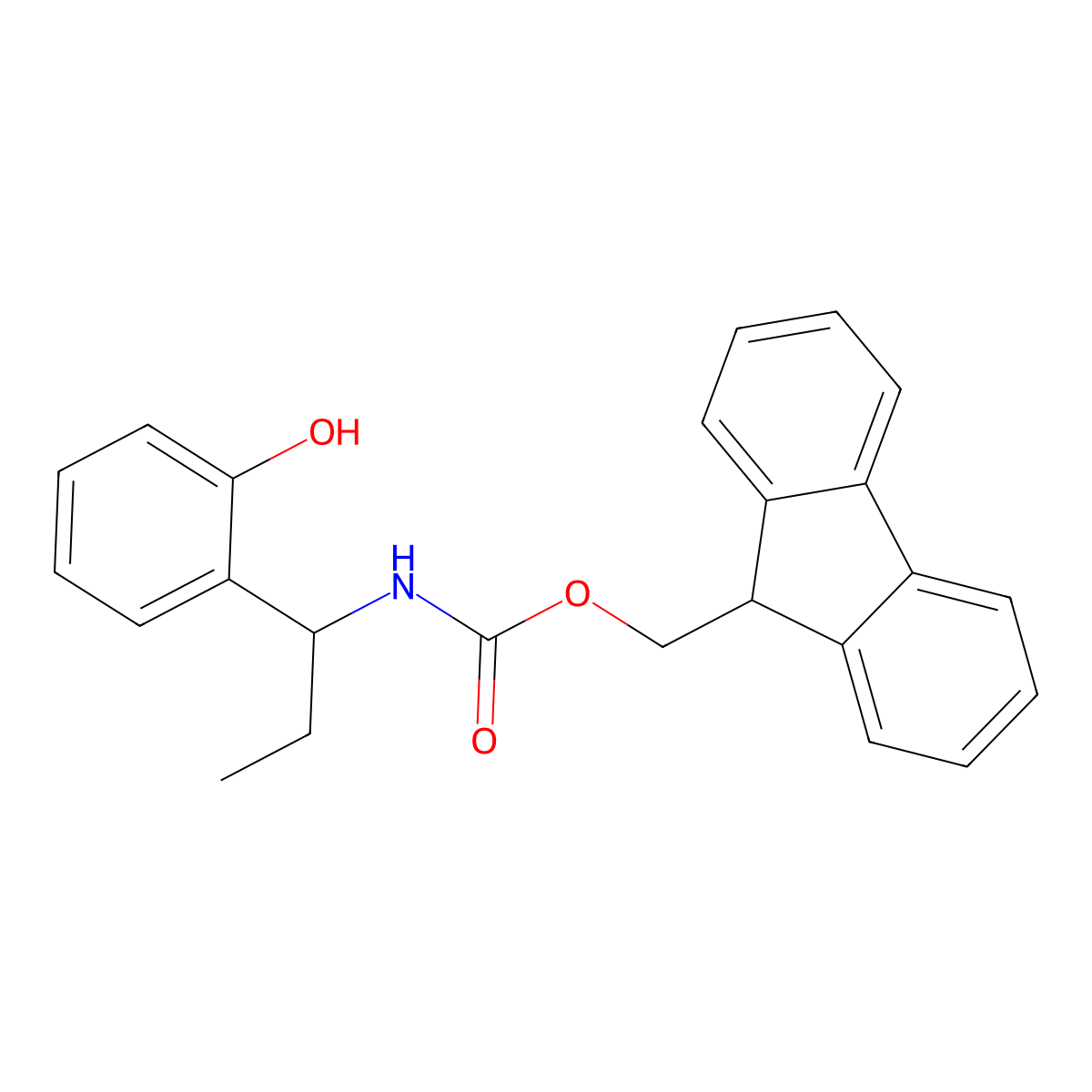 (9H-fluoren-9-yl)methyl N-[1-(2-hydroxyphenyl)propyl]carbamate molecular structure, CAS 2763922-40-1
