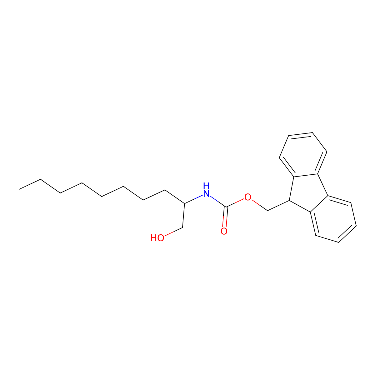 (9H-fluoren-9-yl)methyl N-(1-hydroxydecan-2-yl)carbamate molecular structure, CAS 2763922-43-4