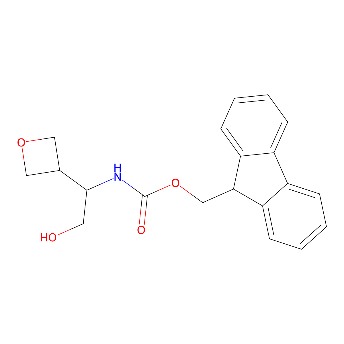 (9H-fluoren-9-yl)methyl N-[2-hydroxy-1-(oxetan-3-yl)ethyl]carbamate molecular structure, CAS 2763922-59-2