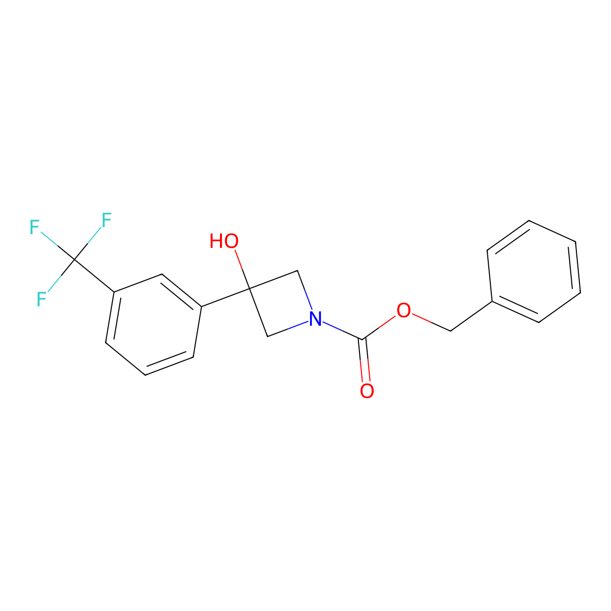 Benzyl 3-hydroxy-3-[3-(trifluoromethyl)phenyl]azetidine-1-carboxylate molecular structure, CAS 2763922-60-5