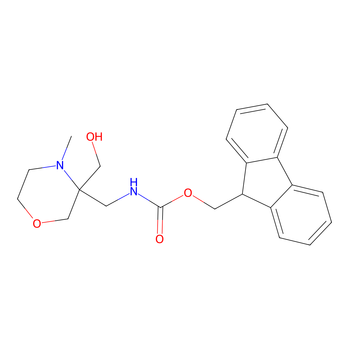 (9H-fluoren-9-yl)methyl N-{[3-(hydroxymethyl)-4-methylmorpholin-3-yl]methyl}carbamate molecular structure, CAS 2763922-61-6