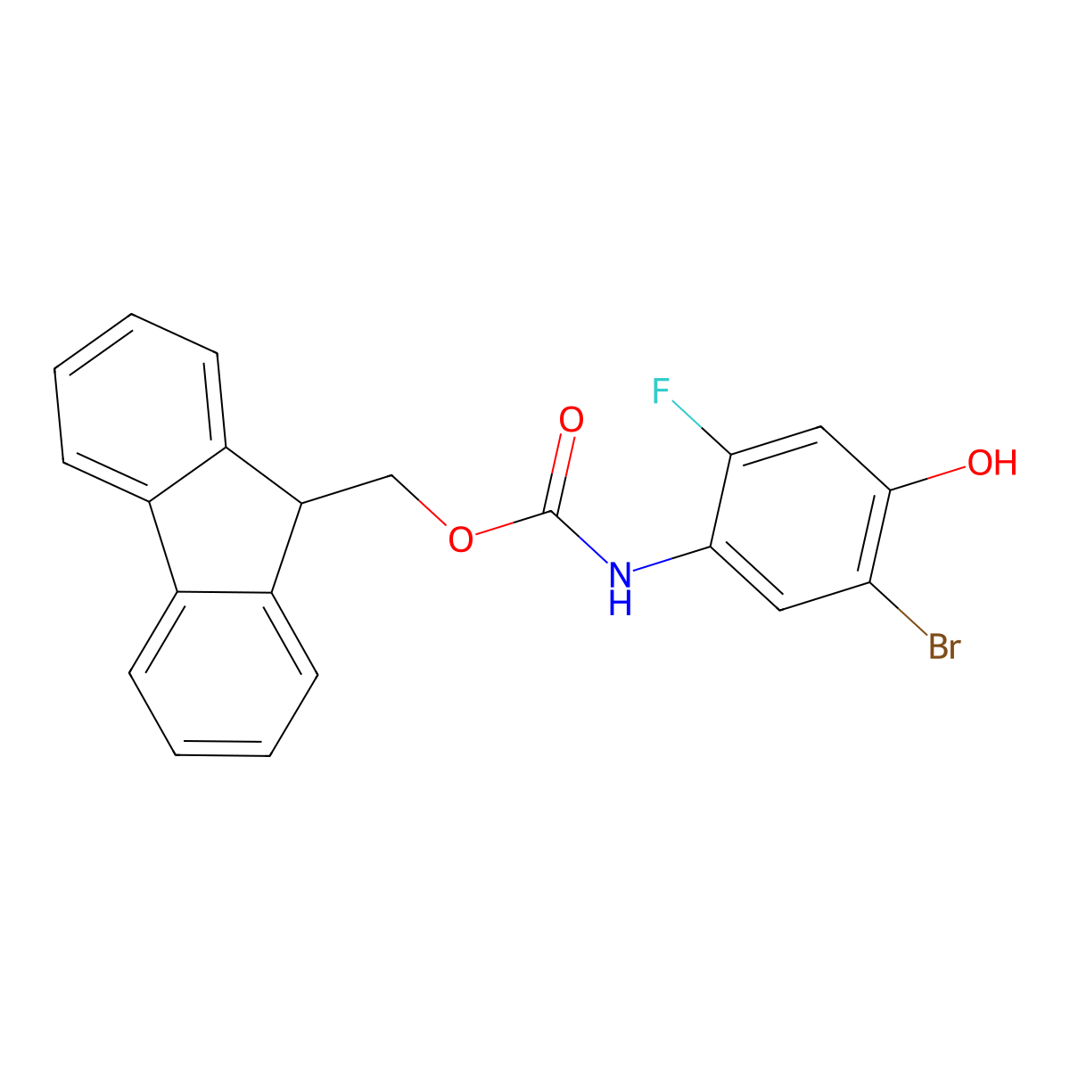 (9H-fluoren-9-yl)methyl N-(5-bromo-2-fluoro-4-hydroxyphenyl)carbamate molecular structure, CAS 2763922-64-9