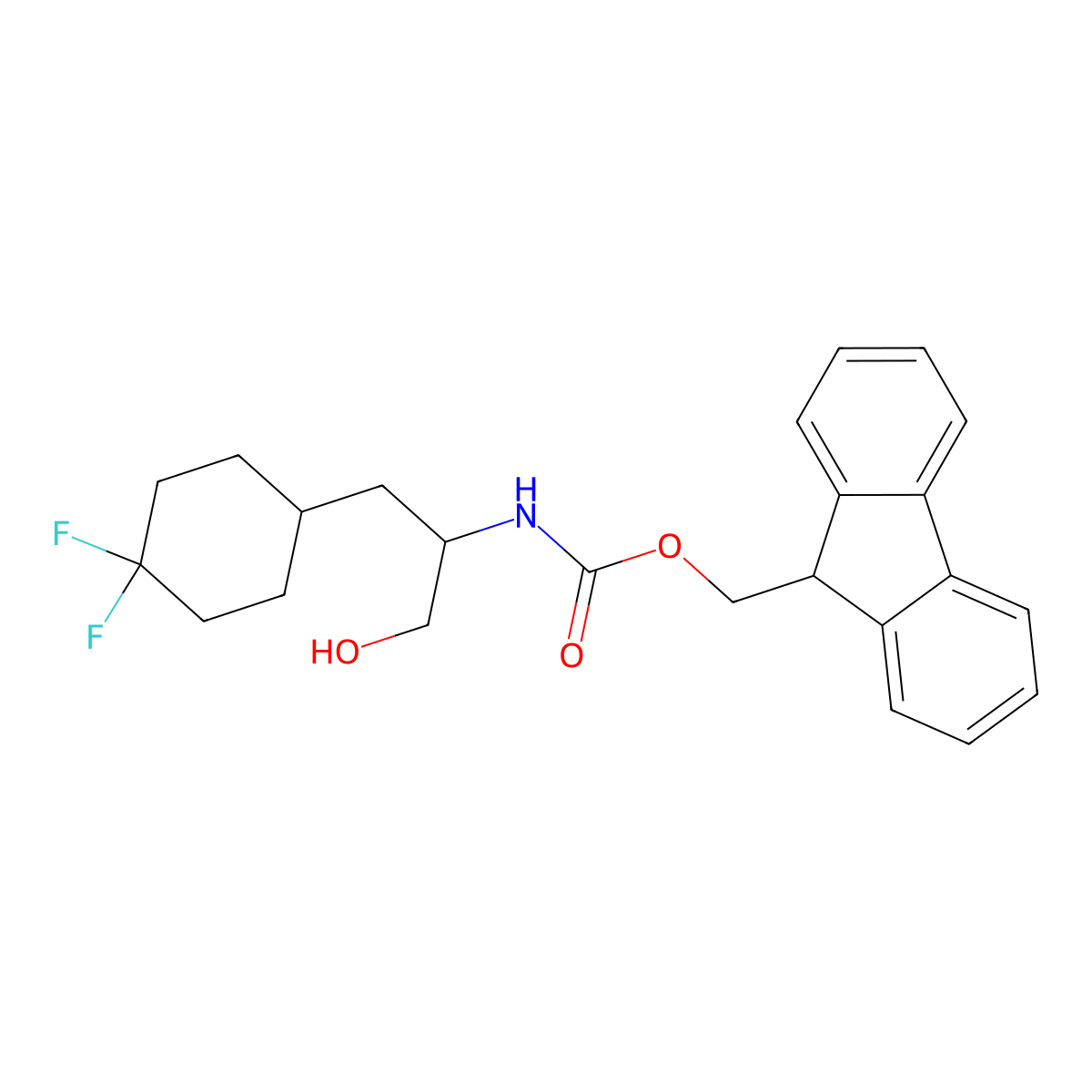 (9H-fluoren-9-yl)methyl N-[1-(4,4-difluorocyclohexyl)-3-hydroxypropan-2-yl]carbamate molecular structure, CAS 2763922-71-8