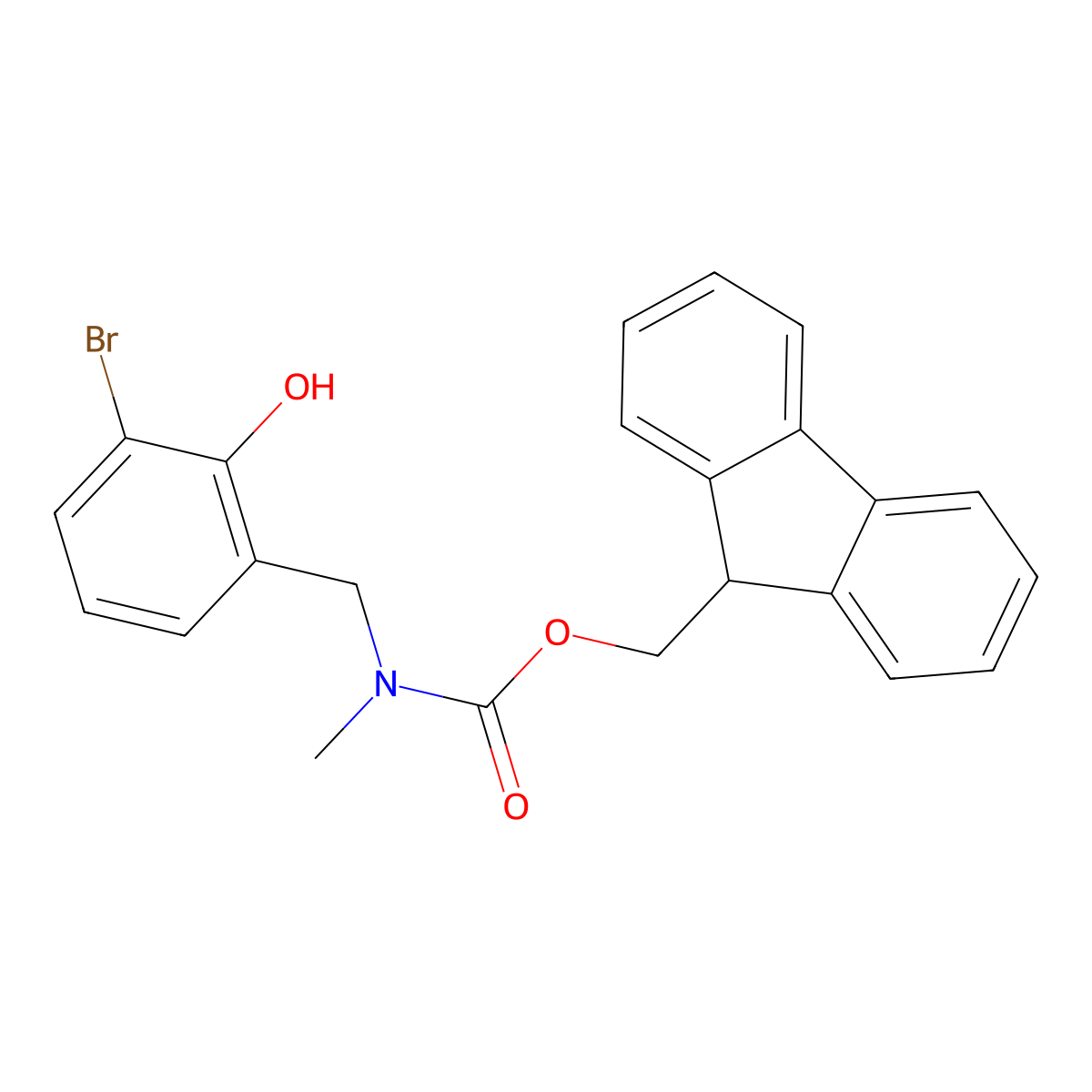 (9H-fluoren-9-yl)methyl N-[(3-bromo-2-hydroxyphenyl)methyl]-N-methylcarbamate molecular structure, CAS 2763922-74-1