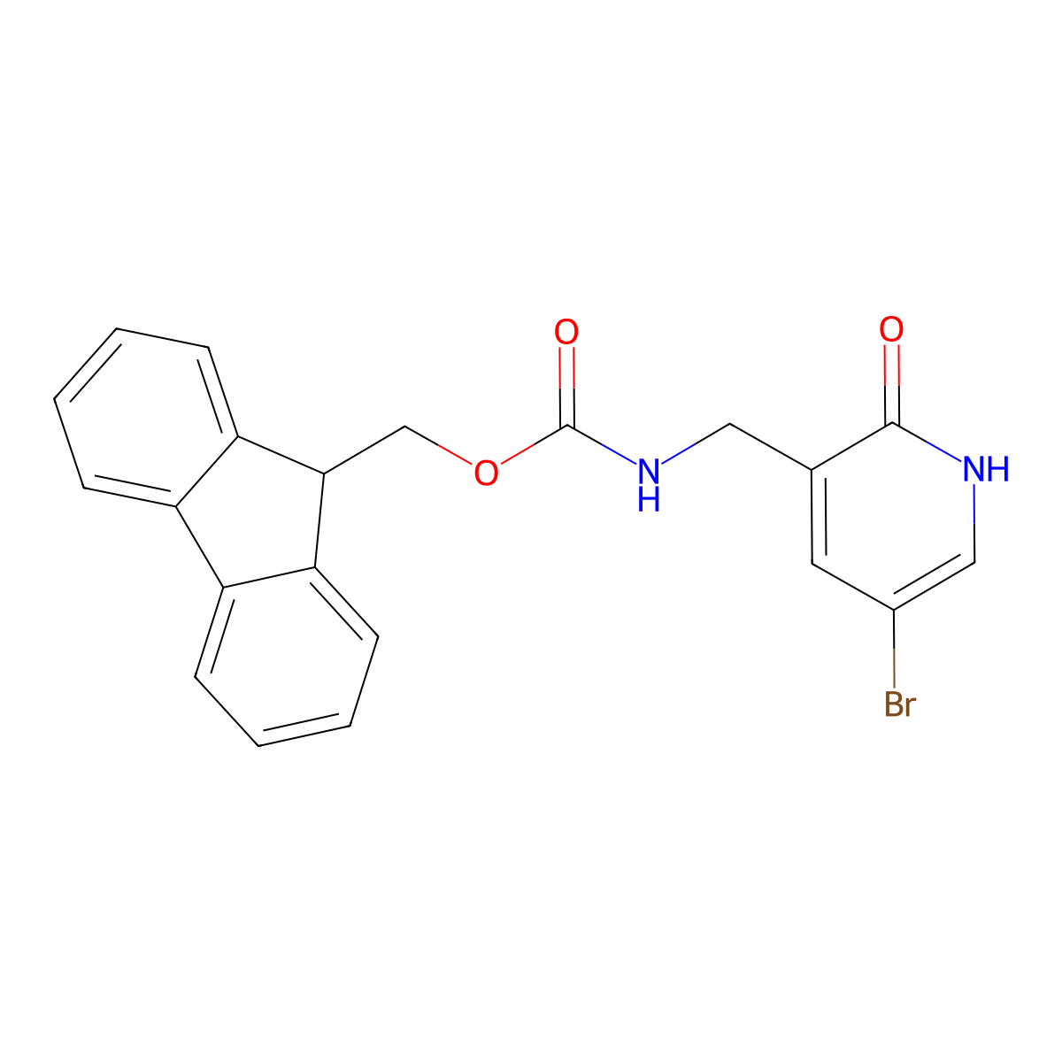 (9H-fluoren-9-yl)methyl N-[(5-bromo-2-hydroxypyridin-3-yl)methyl]carbamate molecular structure, CAS 2763922-75-2