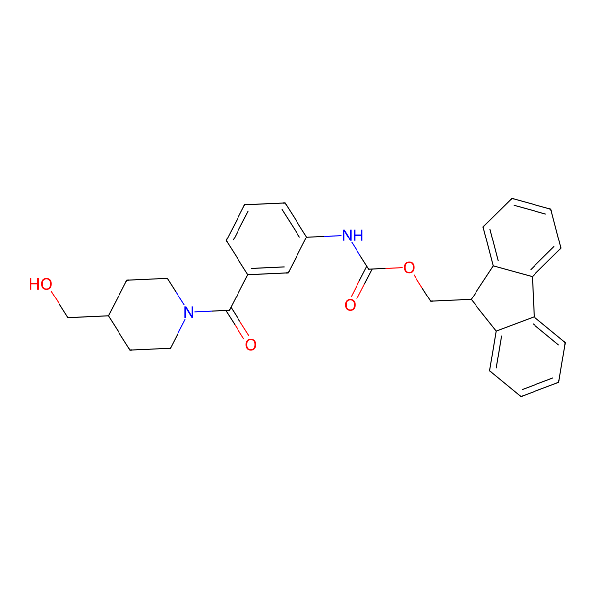 (9H-fluoren-9-yl)methyl N-{3-[4-(hydroxymethyl)piperidine-1-carbonyl]phenyl}carbamate molecular structure, CAS 2763922-82-1