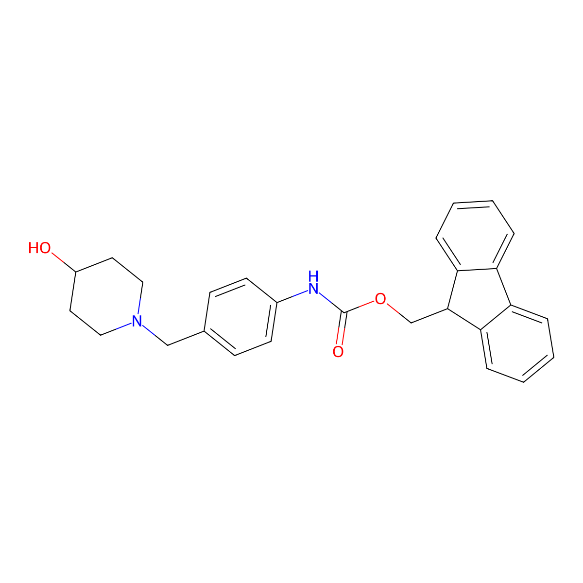 (9H-fluoren-9-yl)methyl N-{4-[(4-hydroxypiperidin-1-yl)methyl]phenyl}carbamate molecular structure, CAS 2763922-83-2