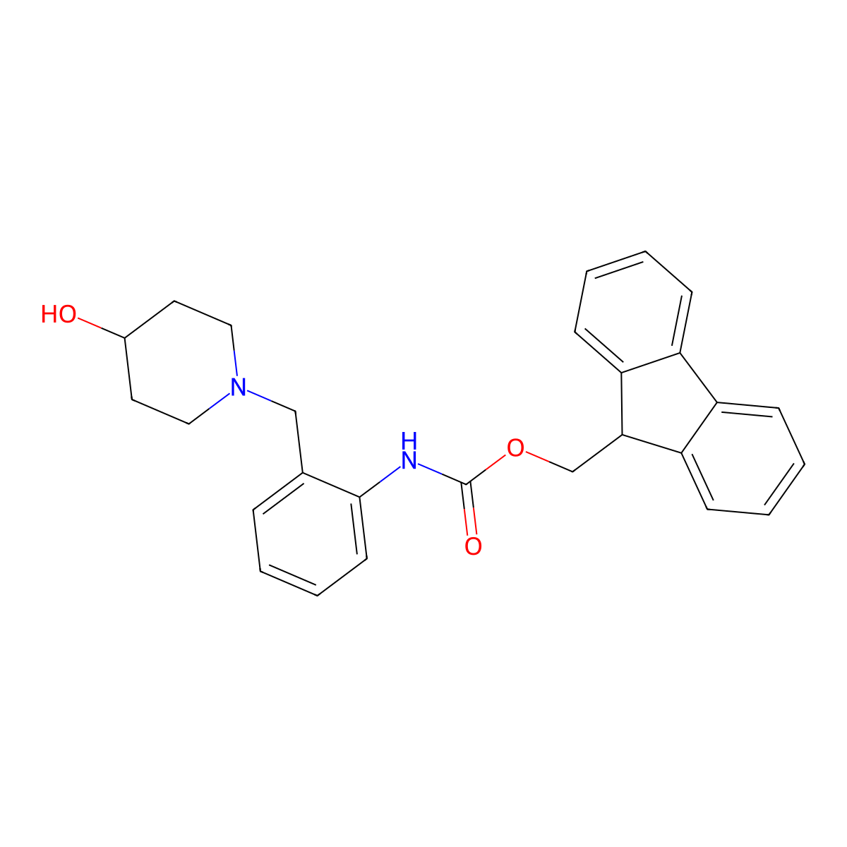 (9H-fluoren-9-yl)methyl N-{2-[(4-hydroxypiperidin-1-yl)methyl]phenyl}carbamate molecular structure, CAS 2763922-84-3