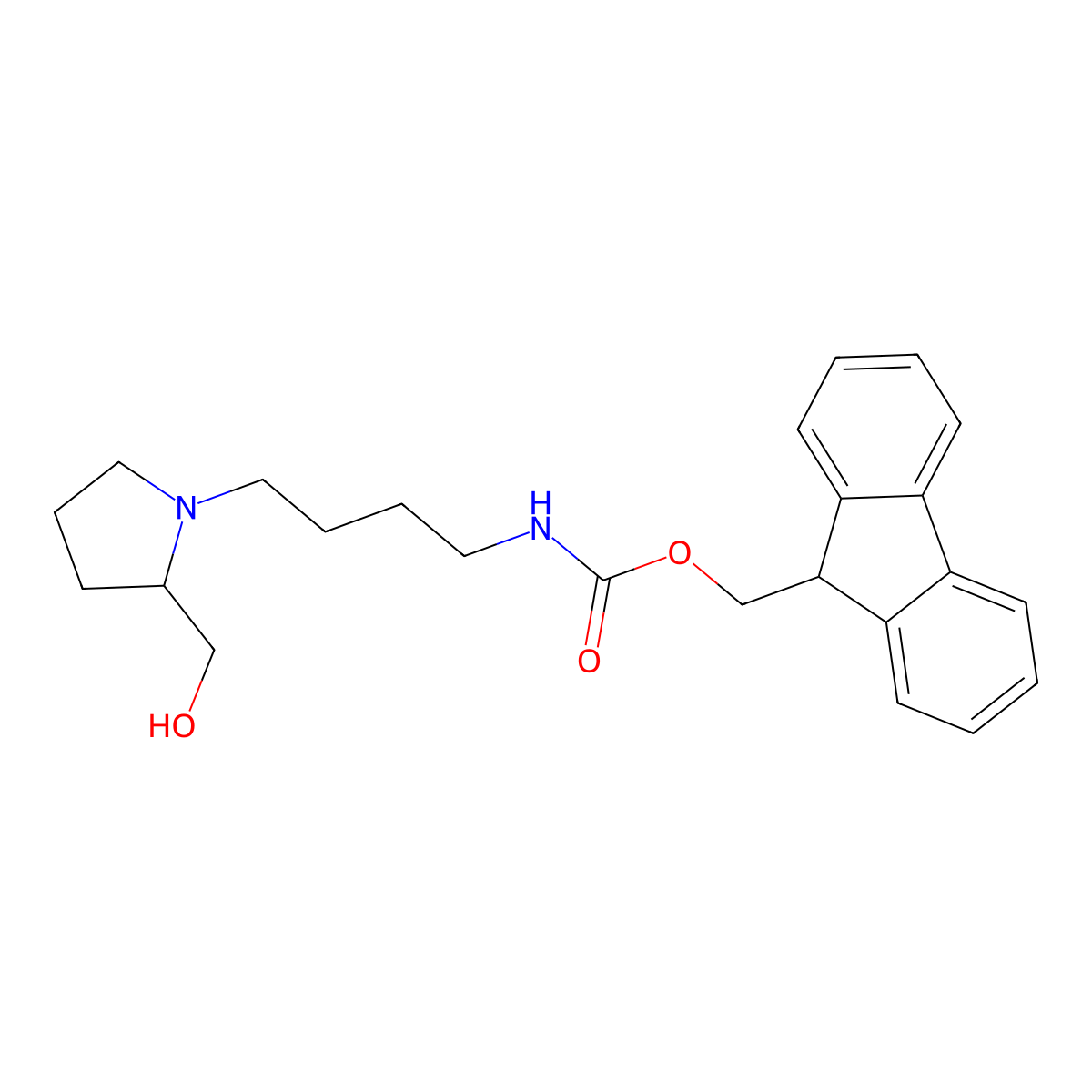 (9H-fluoren-9-yl)methyl N-{4-[2-(hydroxymethyl)pyrrolidin-1-yl]butyl}carbamate molecular structure, CAS 2763922-89-8