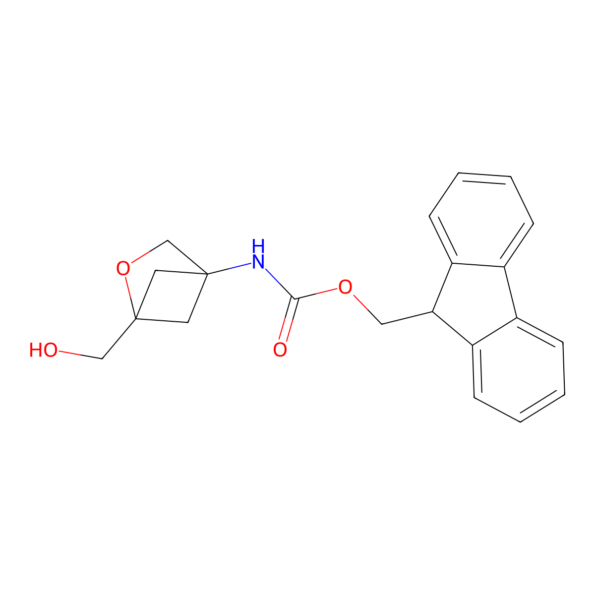 (9H-fluoren-9-yl)methyl N-[1-(hydroxymethyl)-2-oxabicyclo[2.1.1]hexan-4-yl]carbamate molecular structure, CAS 2763922-93-4
