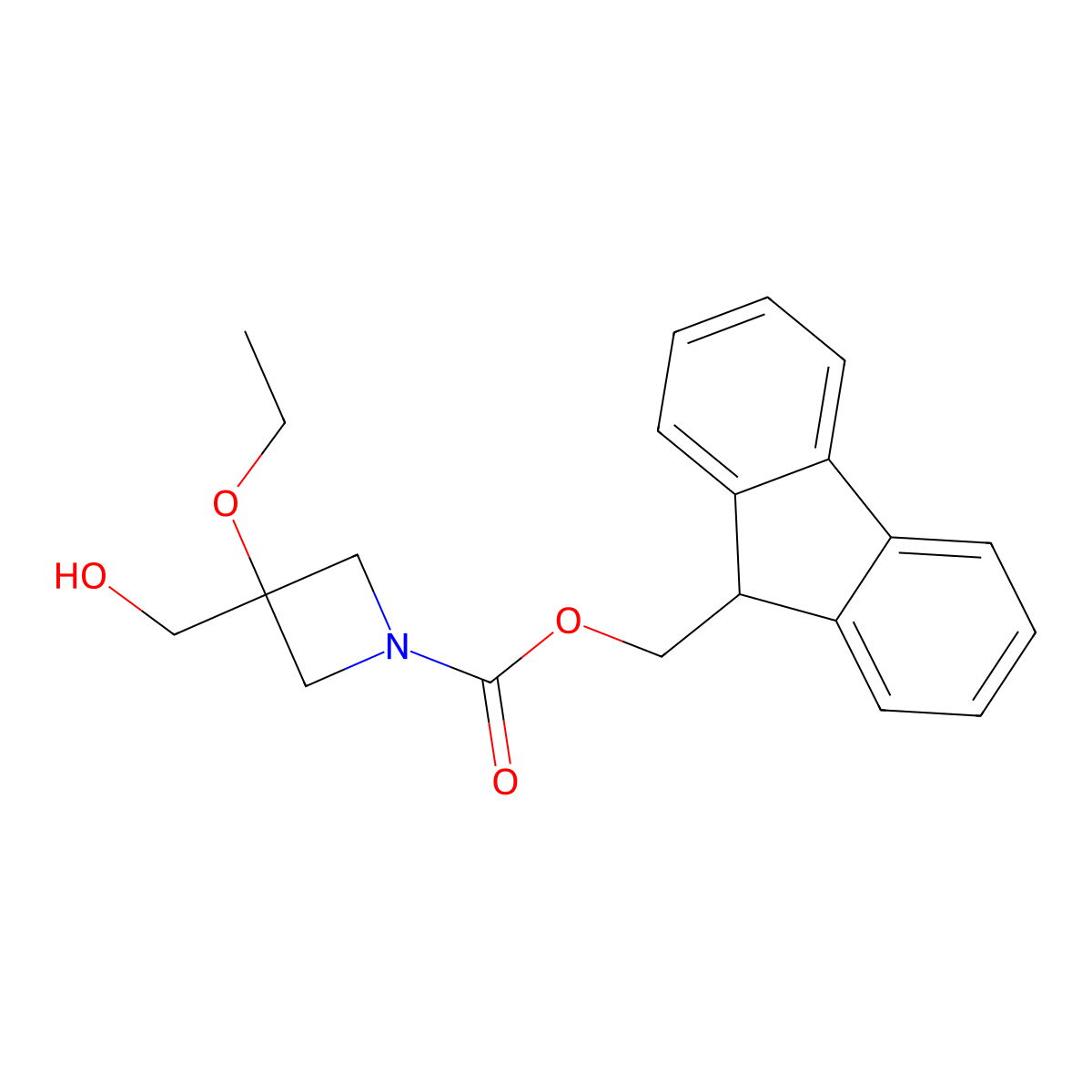 (9H-fluoren-9-yl)methyl 3-ethoxy-3-(hydroxymethyl)azetidine-1-carboxylate molecular structure, CAS 2763922-94-5