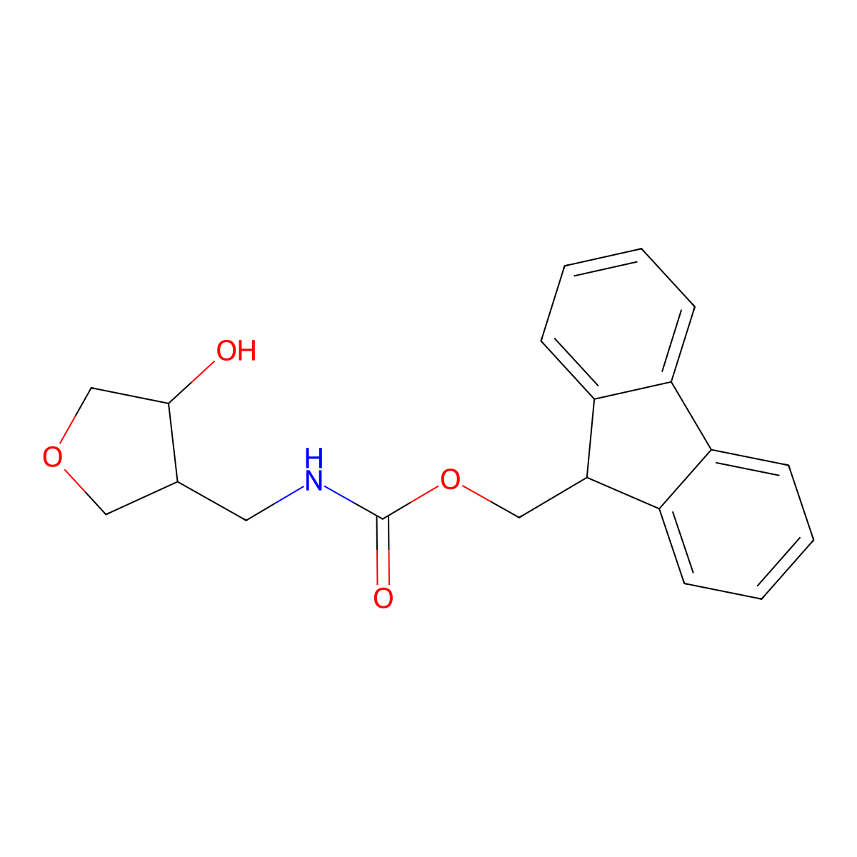 rac-(9H-fluoren-9-yl)methyl N-{[(3R,4R)-4-hydroxyoxolan-3-yl]methyl}carbamate molecular structure, CAS 2763923-03-9