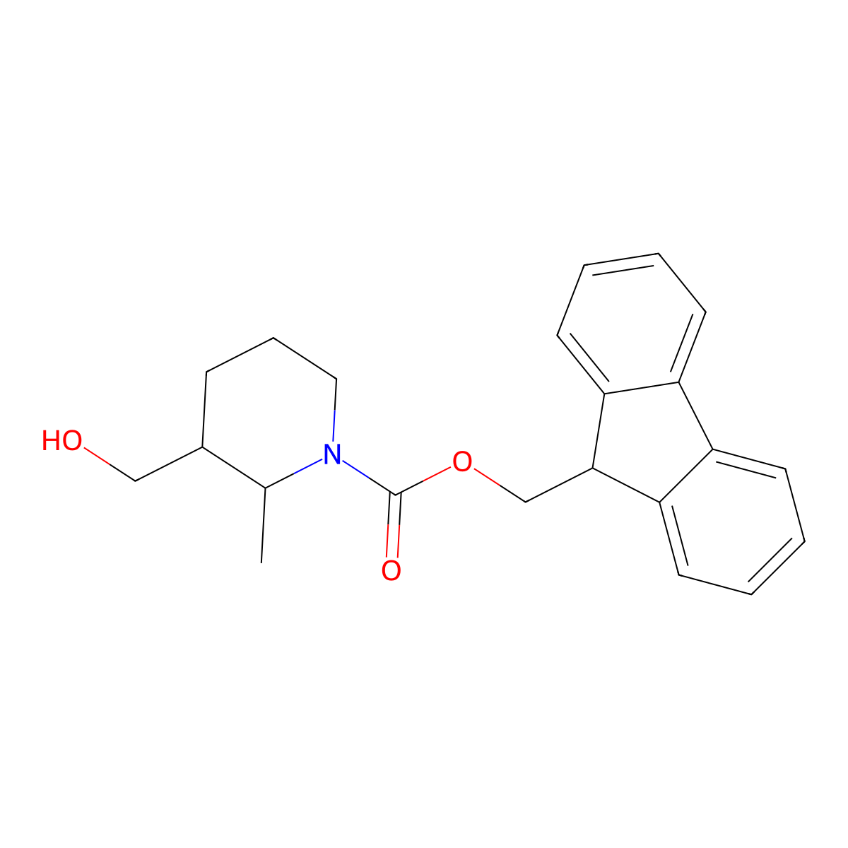 (9H-fluoren-9-yl)methyl 3-(hydroxymethyl)-2-methylpiperidine-1-carboxylate molecular structure, CAS 2763923-07-3