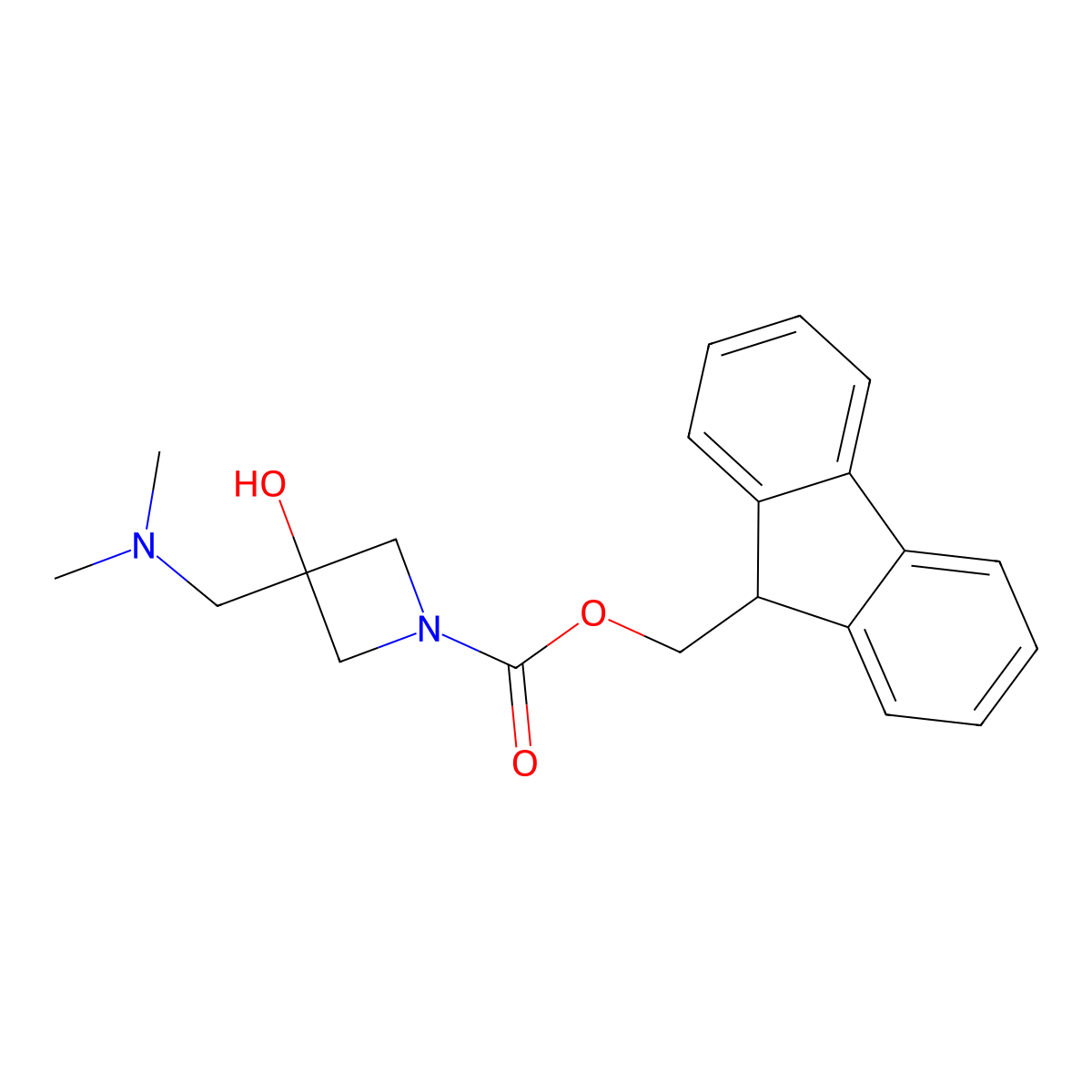 (9H-fluoren-9-yl)methyl 3-[(dimethylamino)methyl]-3-hydroxyazetidine-1-carboxylate molecular structure, CAS 2763923-08-4