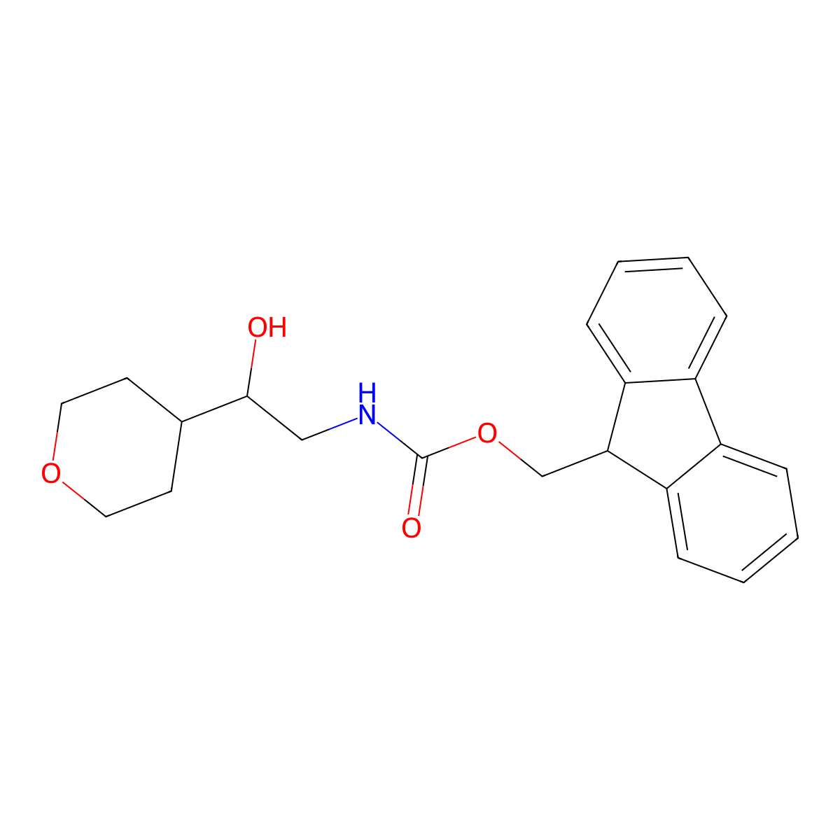 (9H-fluoren-9-yl)methyl N-[2-hydroxy-2-(oxan-4-yl)ethyl]carbamate molecular structure, CAS 2763923-11-9