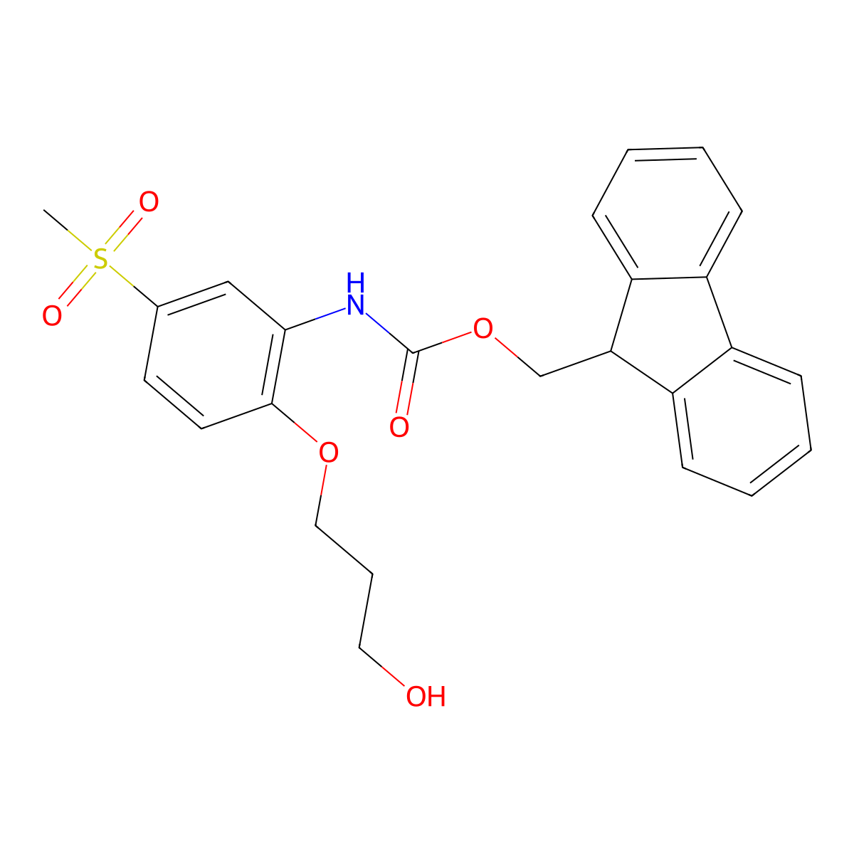 (9H-fluoren-9-yl)methyl N-[2-(3-hydroxypropoxy)-5-methanesulfonylphenyl]carbamate molecular structure, CAS 2763923-12-0