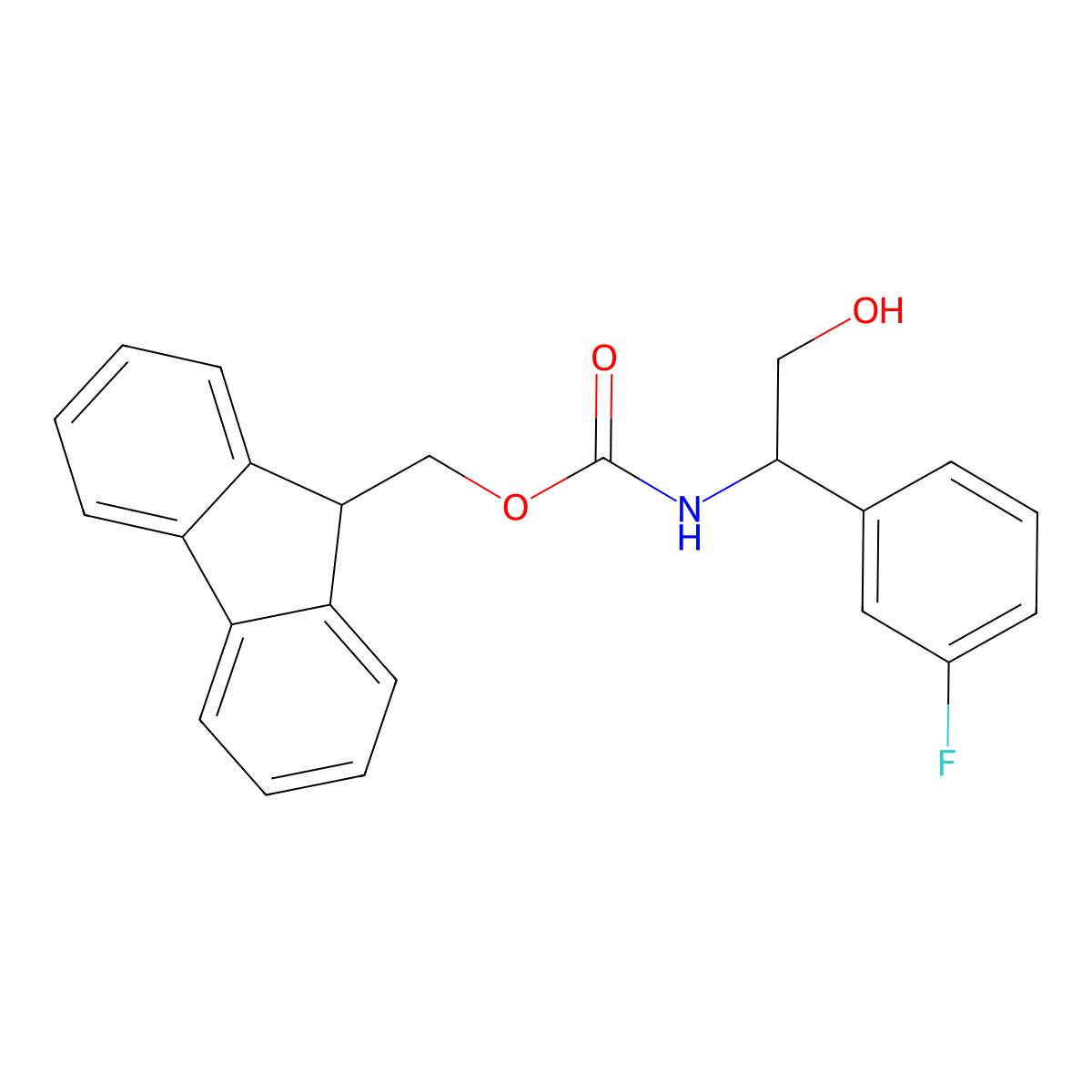 (9H-fluoren-9-yl)methyl N-[1-(3-fluorophenyl)-2-hydroxyethyl]carbamate molecular structure, CAS 2763923-13-1