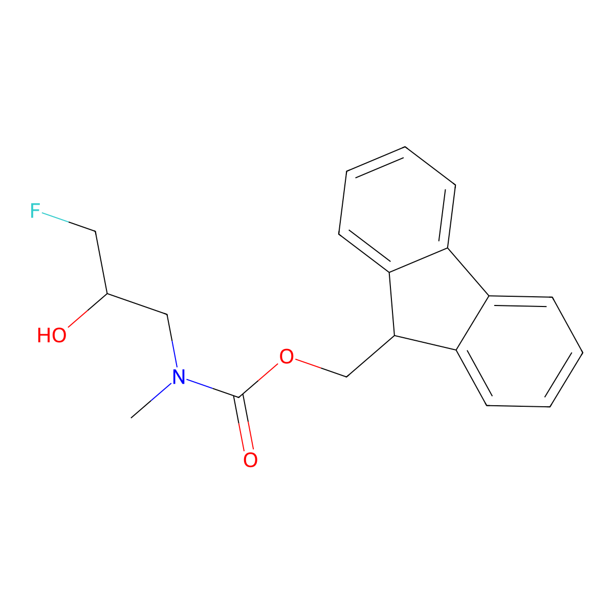 (9H-fluoren-9-yl)methyl N-(3-fluoro-2-hydroxypropyl)-N-methylcarbamate molecular structure, CAS 2763923-26-6