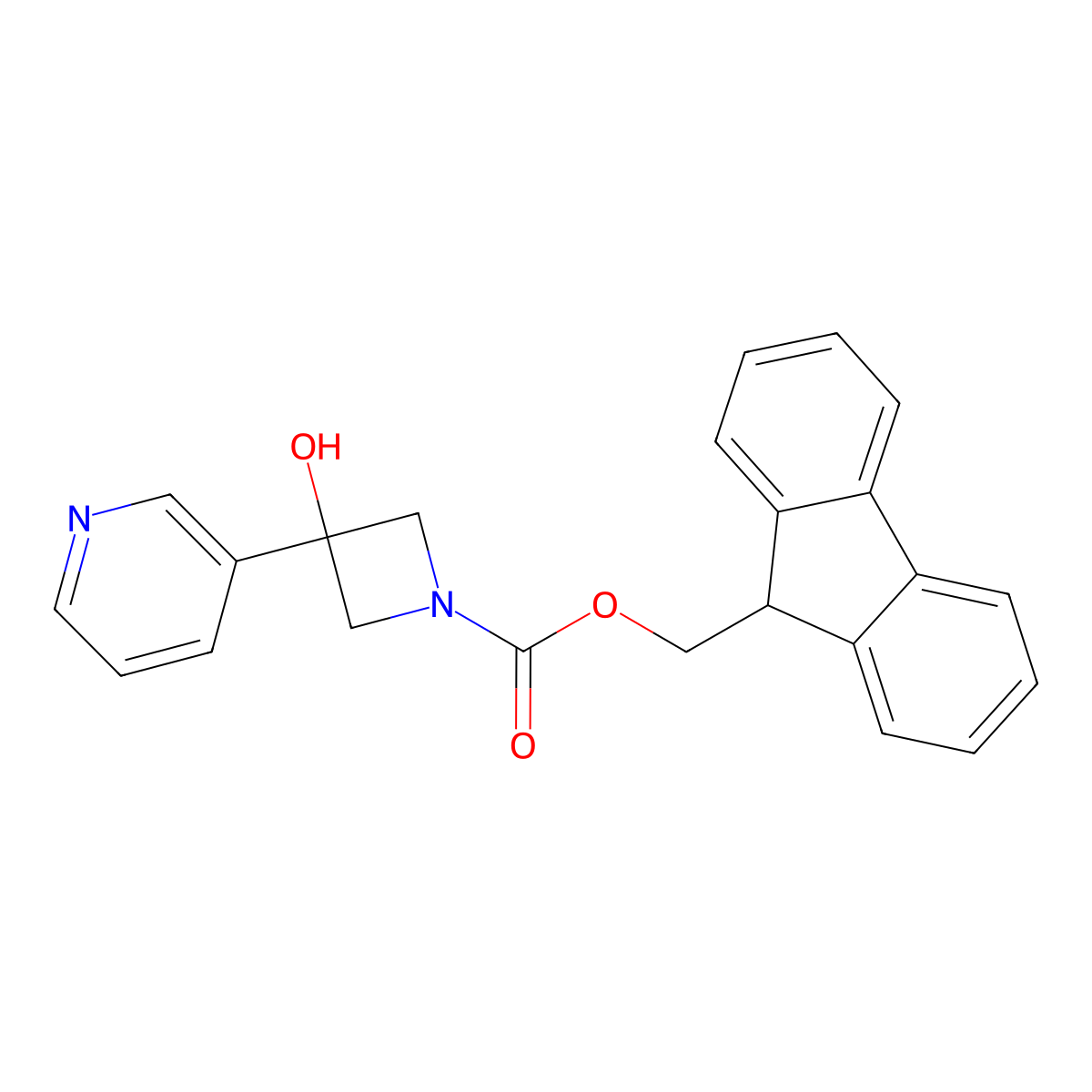 (9H-fluoren-9-yl)methyl 3-hydroxy-3-(pyridin-3-yl)azetidine-1-carboxylate molecular structure, CAS 2763923-28-8