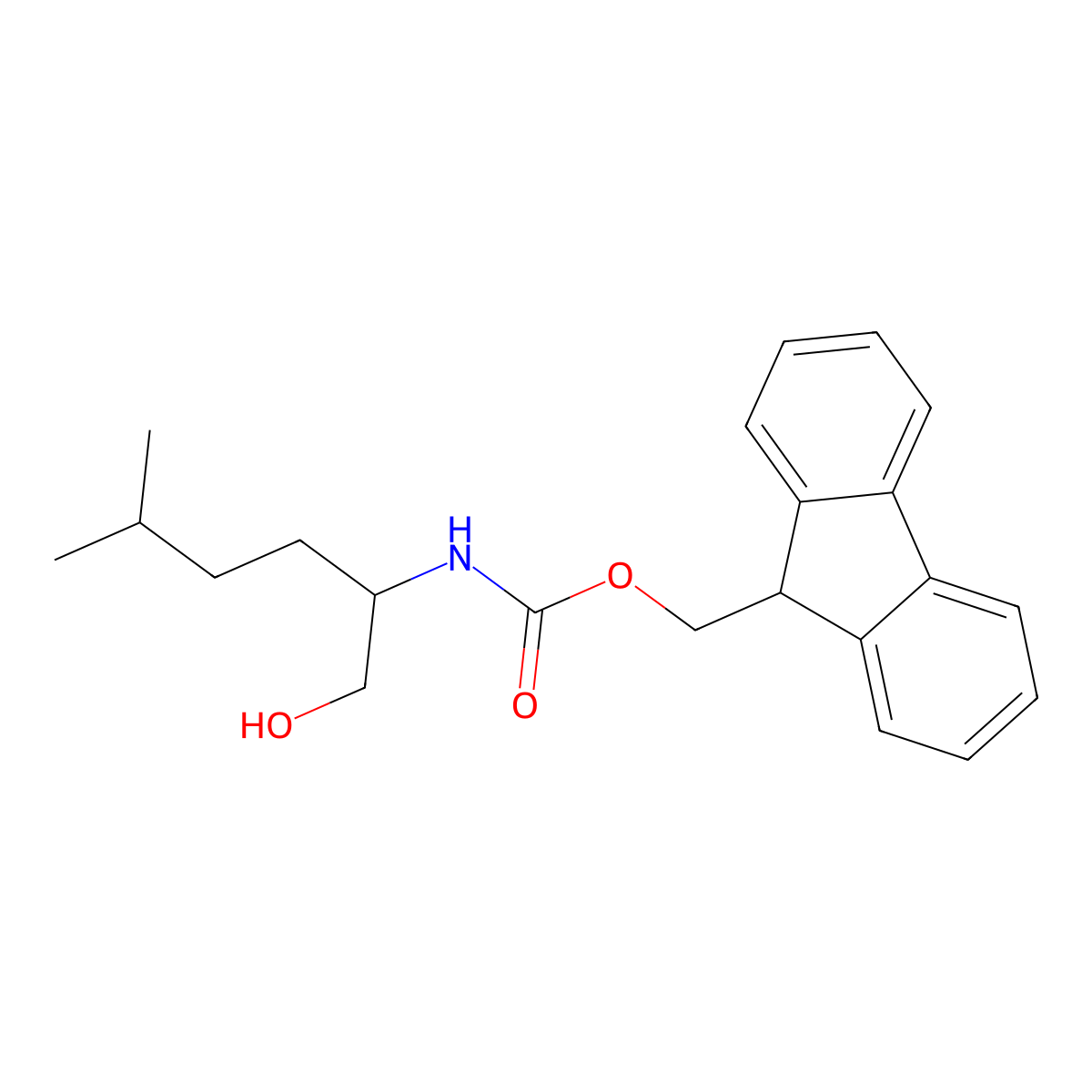 (9H-fluoren-9-yl)methyl N-(1-hydroxy-5-methylhexan-2-yl)carbamate molecular structure, CAS 2763923-30-2