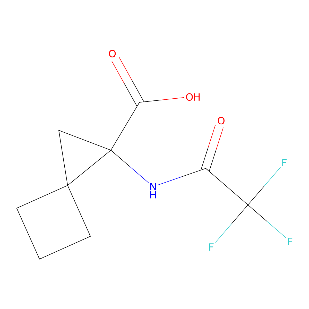 1-(2,2,2-Trifluoroacetamido)spiro[2.3]hexane-1-carboxylic acid molecular structure, CAS 2763923-36-8