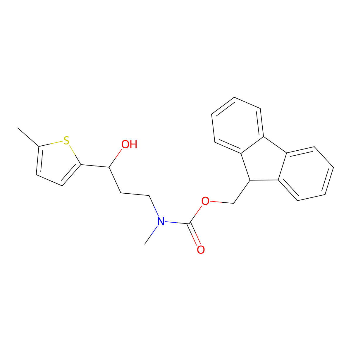 (9H-fluoren-9-yl)methyl N-[3-hydroxy-3-(5-methylthiophen-2-yl)propyl]-N-methylcarbamate molecular structure, CAS 2763924-38-3