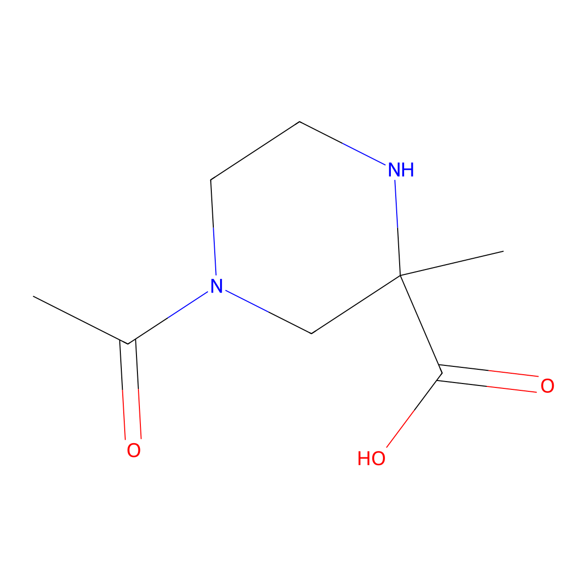 4-Acetyl-2-methylpiperazine-2-carboxylic acid molecular structure, CAS 2763924-39-4
