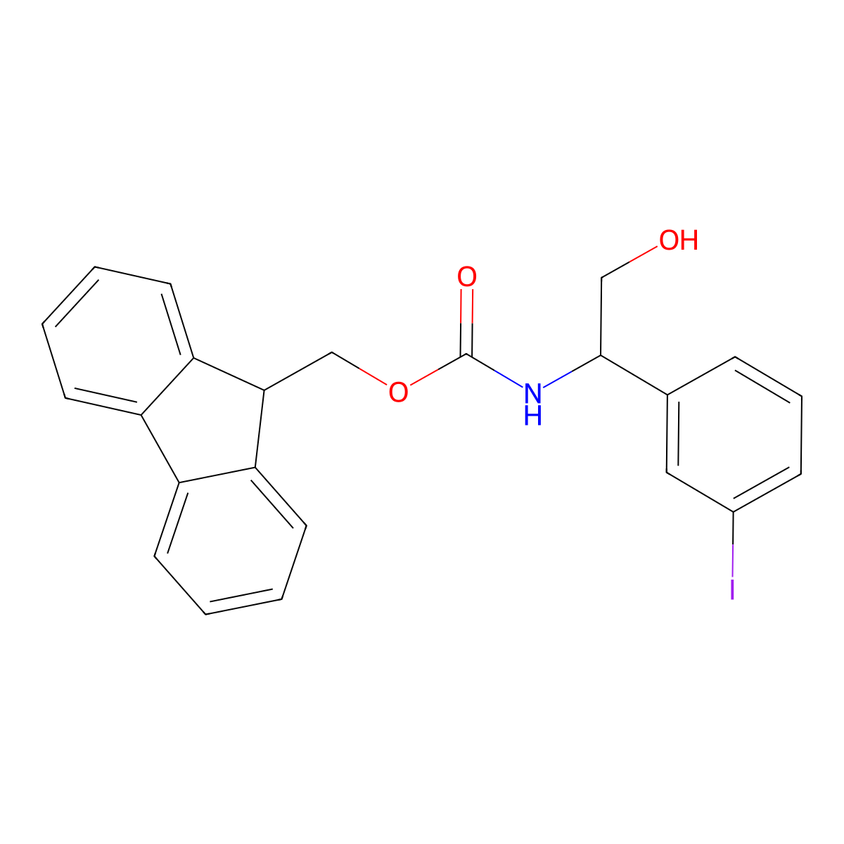 (9H-fluoren-9-yl)methyl N-[2-hydroxy-1-(3-iodophenyl)ethyl]carbamate molecular structure, CAS 2763924-48-5