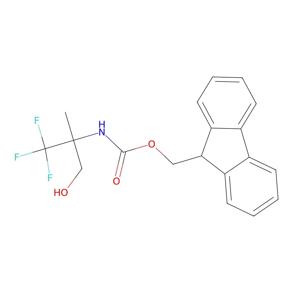 (9H-fluoren-9-yl)methyl N-(1,1,1-trifluoro-3-hydroxy-2-methylpropan-2-yl)carbamate molecular structure, CAS 2763924-53-2