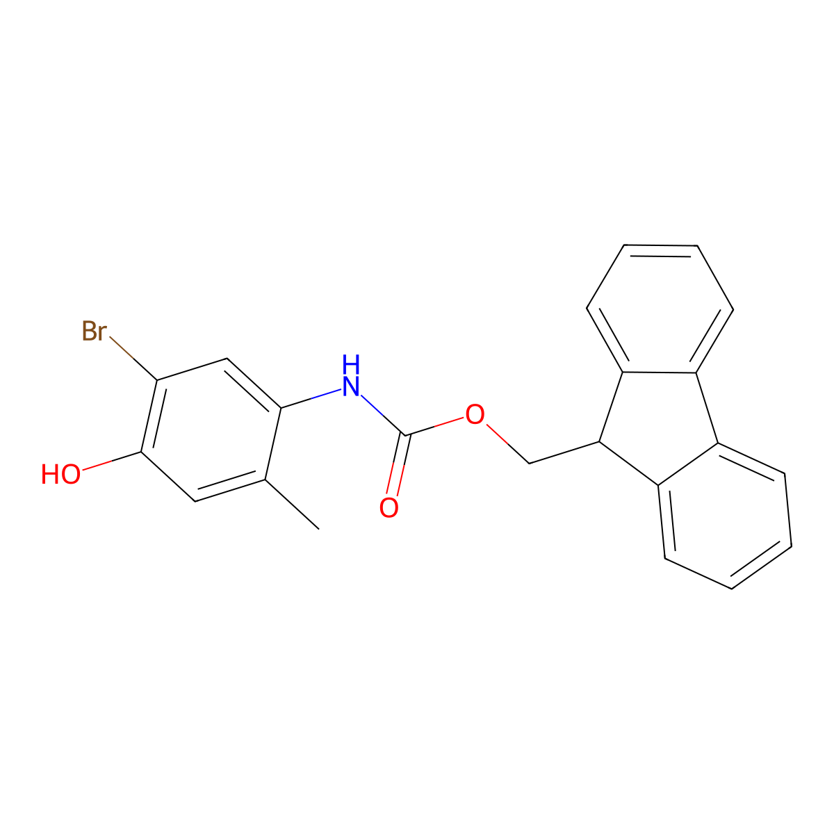 (9H-fluoren-9-yl)methyl N-(5-bromo-4-hydroxy-2-methylphenyl)carbamate molecular structure, CAS 2763924-55-4