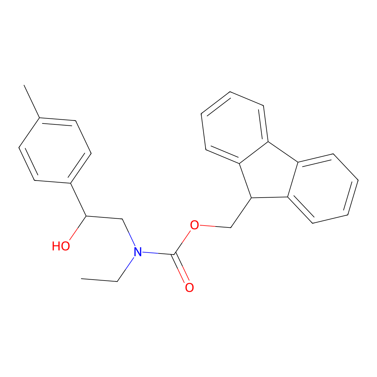 (9H-fluoren-9-yl)methyl N-ethyl-N-[2-hydroxy-2-(4-methylphenyl)ethyl]carbamate molecular structure, CAS 2763924-60-1
