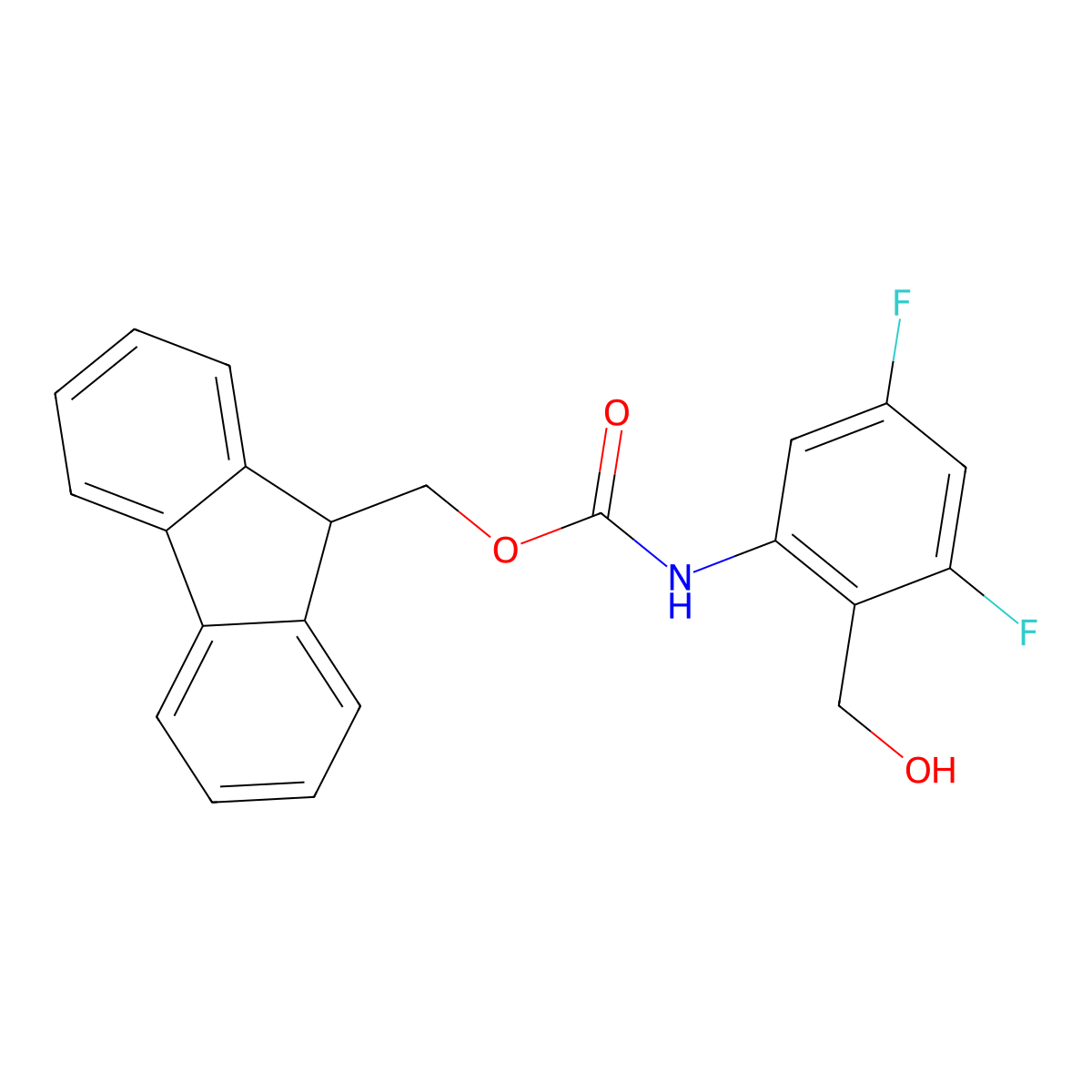 (9H-fluoren-9-yl)methyl N-[3,5-difluoro-2-(hydroxymethyl)phenyl]carbamate molecular structure, CAS 2763924-68-9