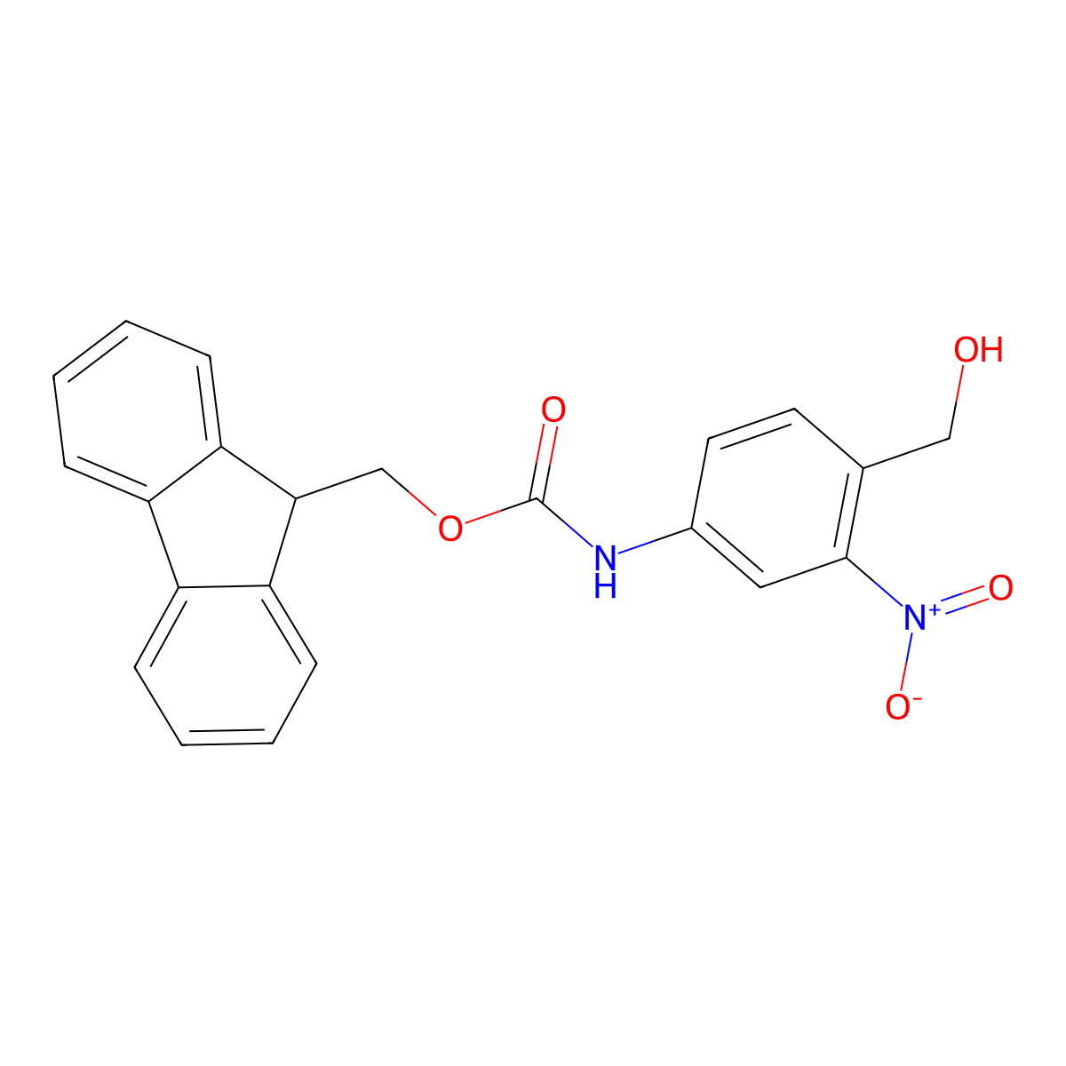 (9H-fluoren-9-yl)methyl N-[4-(hydroxymethyl)-3-nitrophenyl]carbamate molecular structure, CAS 2763924-95-2